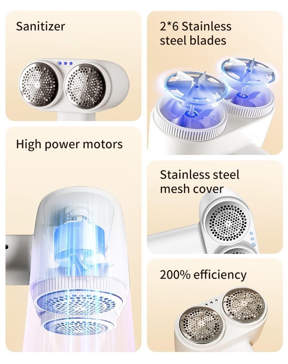 YIORYO Double-Head Sweater Fabric Shaver, Rechargeable Lint Remover Fabric Shaver | 3-Speed Regulation Electric Lint Remover | Pilling Remover for Clothing | Remover for Clothes Blankets Bedding Furniture (