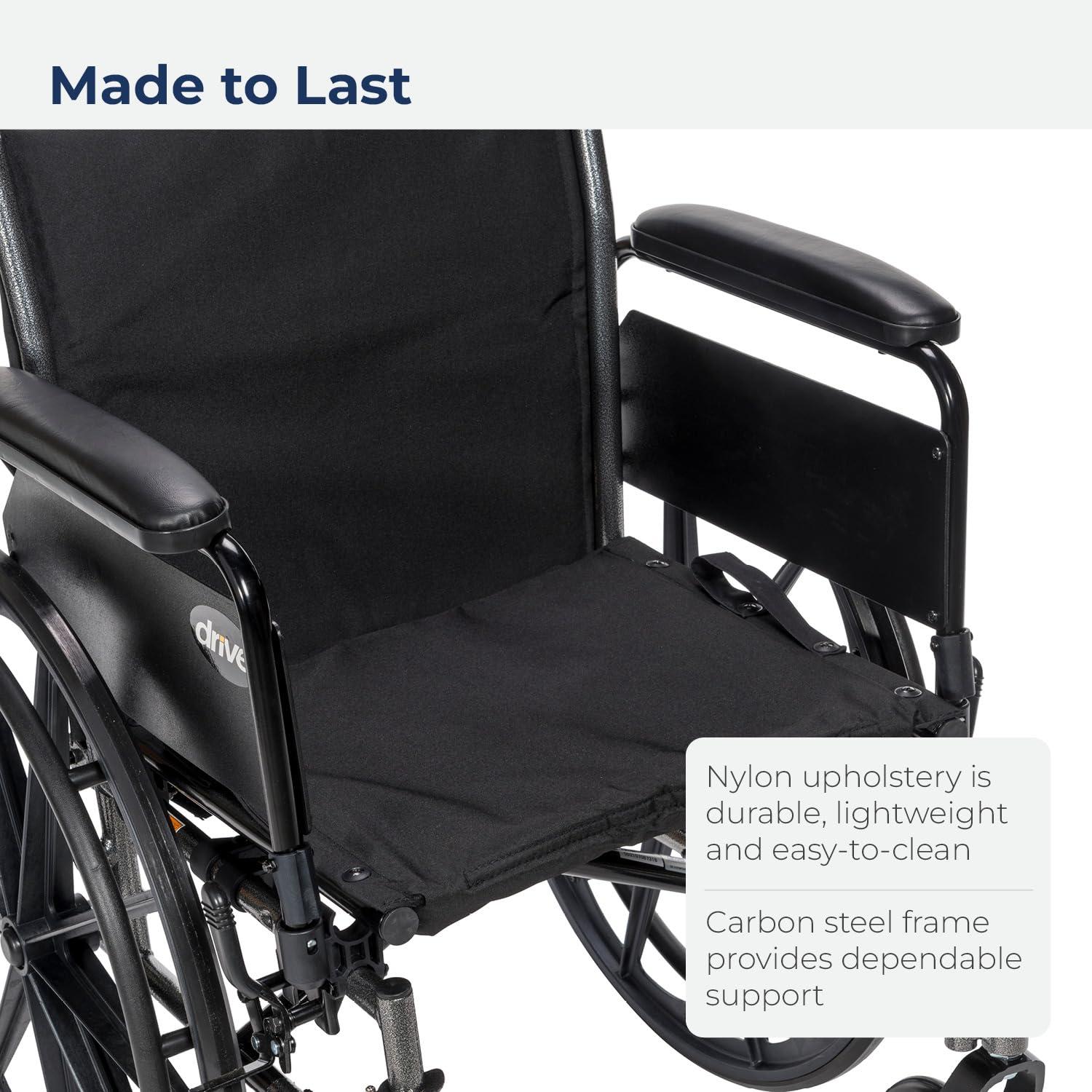 Drive Medical Drive Medical Cruiser III Light Weight Wheelchair with Flip Back Removable Arms, Full Arms, Swing away Footrests, 16\'\' Seat