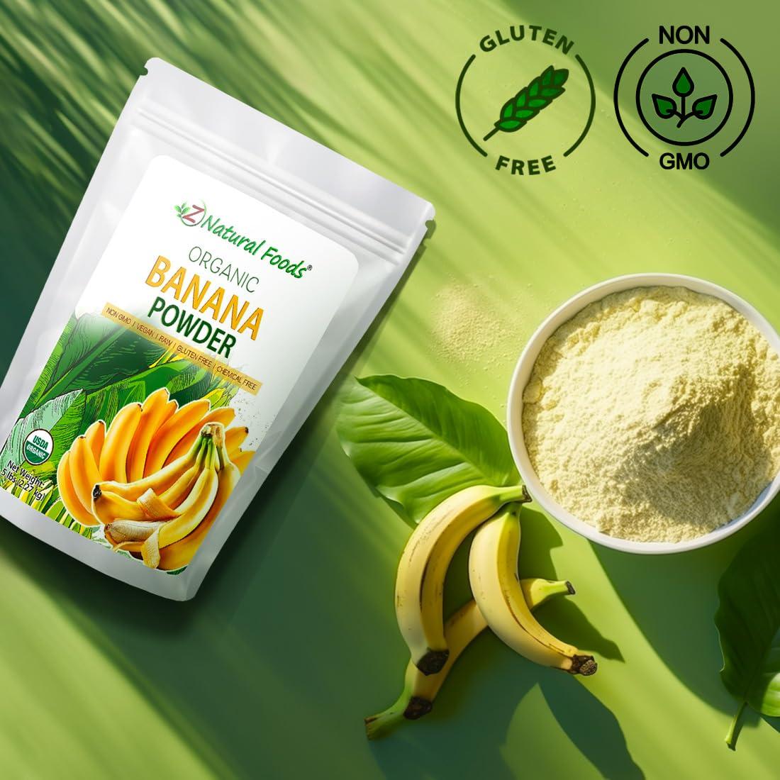 Z Natural Foods Z Natural Foods Organic Banana Powder, Fiber Supplement for Glowing Skin and Enhanced Immunity, Great in Juice, Smoothies, and Recipes, Non-GMO, Vegan, Gluten-Free, Kosher, 5 lbs