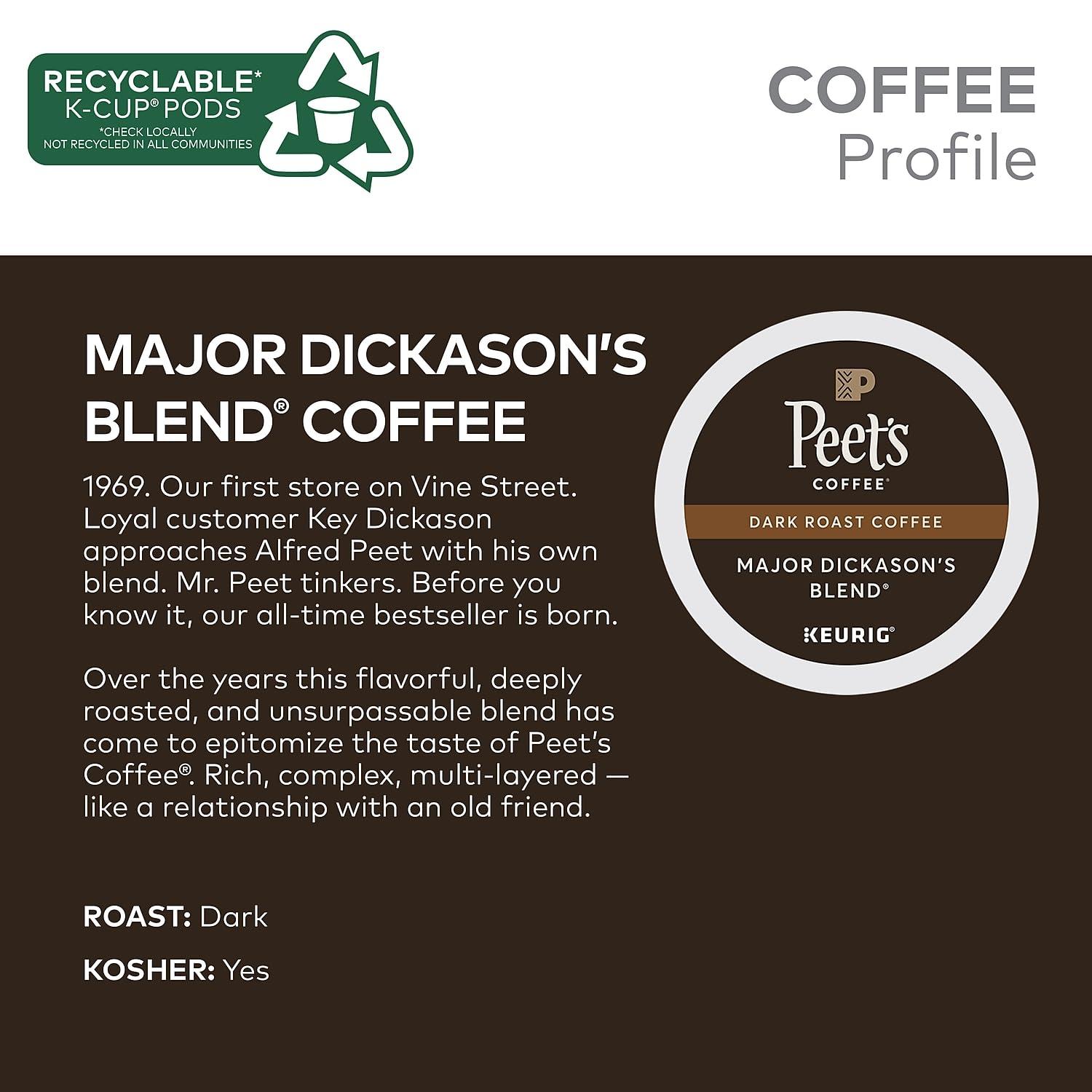 Peet's Coffee Peet's Coffee Major Dickason's Blend Coffee K-Cup Pods, Box Of 40