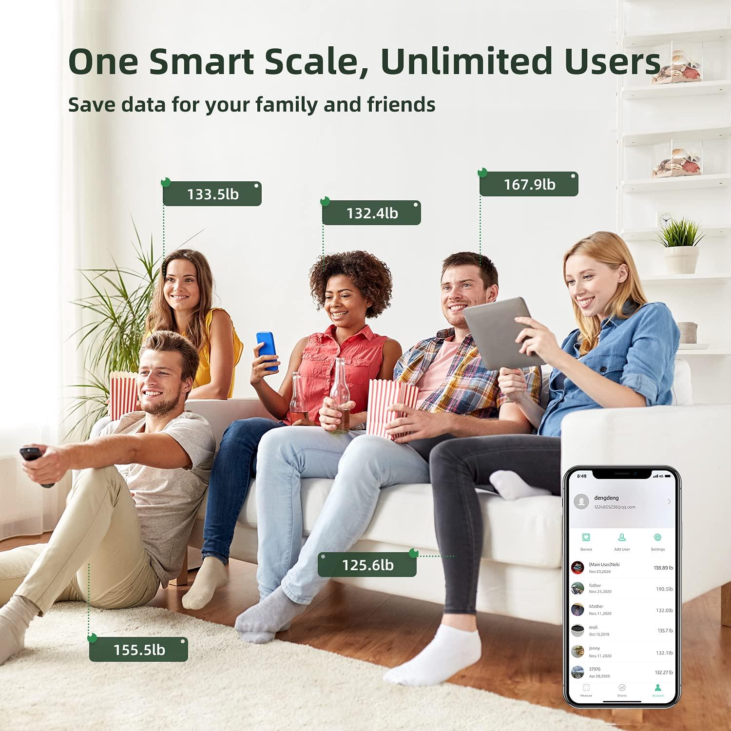 Posture Scale for Body Weight, Posture Digital Bathroom Scale Large LED Display Weight Scale, High Accurate Body Composition Analyzer with BMI with Free Smartphone APP, 400Lb,Green