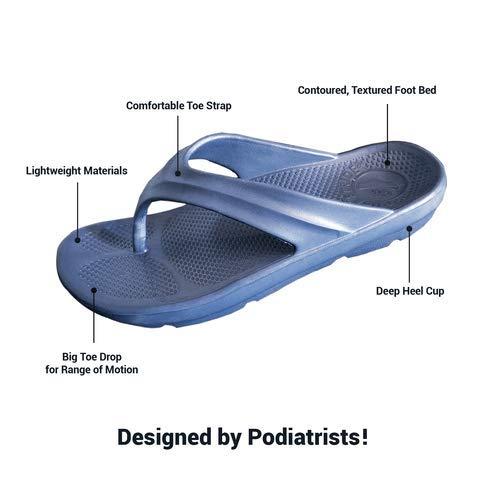 Pure Stride Pure Stride Therapeutic Flip Flops, Orthotic Thong Sandals for Plantar Fasciitis, Metatarsal and Heel Spurs, Feet Pain Relief and Arch Support - Navy, Men’s Size 13