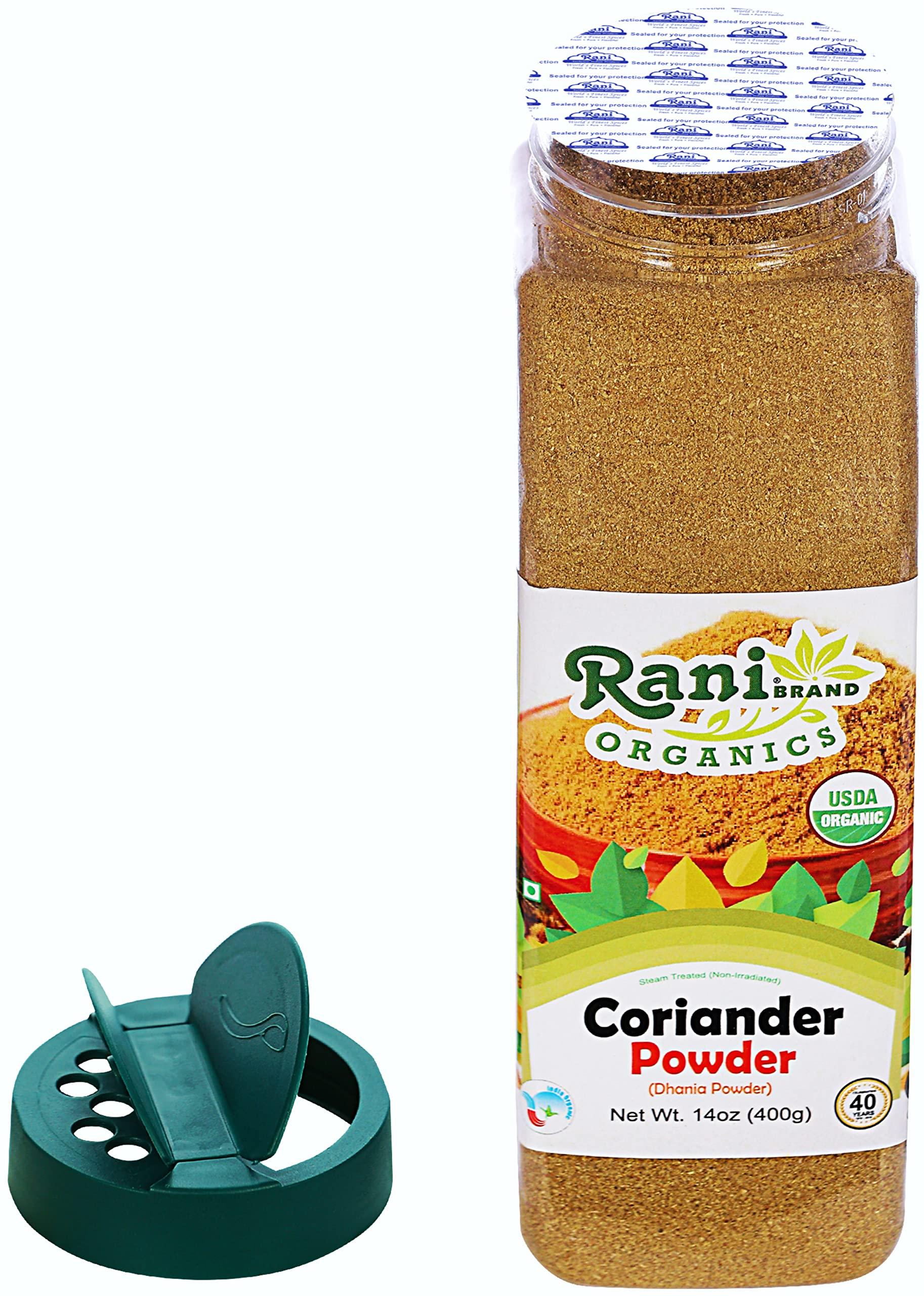 Rani Brand Authentic Indian Products Rani Organic Coriander Powder (Dhania Powder) 14oz (400g) PET Jar ~ All Natural | Vegan | Gluten Friendly | NON-GMO | Indian Origin | USDA Certified Organic