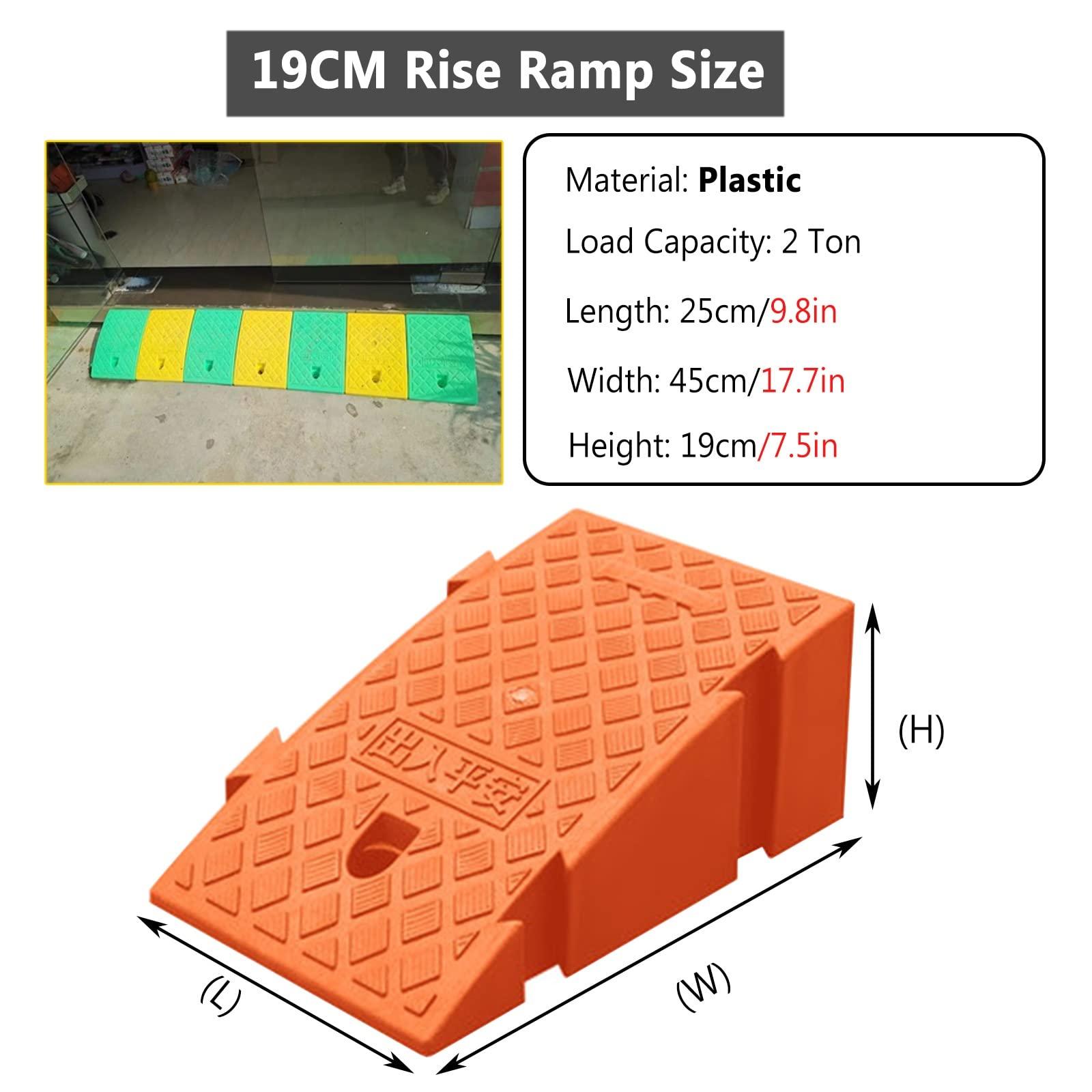 JYDQM Portable Doorway Ramp Threshold Ramp Plastic 6/7 in Rise, Outdoor Front Door Entry Ramps for Elderly Toddlers Pets, Sturdy Wheelchair Ramp Curb Slope, Load 2 Ton(Color:Black,Size:25x45x19(9.8x17.7x7.5