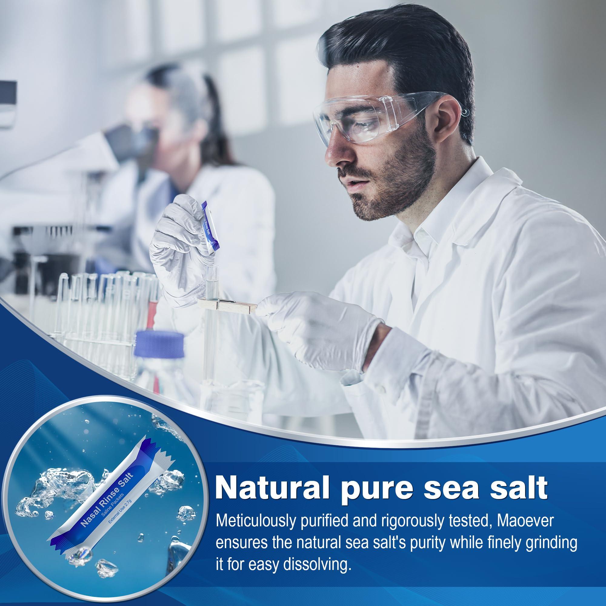 MAOEVER MAOEVER Neti Pot with 130 Nasal Wash Salt Packets Sinus Rinse Bottle Nose Wash Cleaner Pressure Rinse Nasal Irrigation for Adult & Kid BPA Free 300 ML Sticker Thermometer