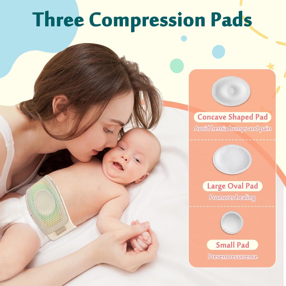 Mybow Mybow Umbilical Hernia Belt Baby, Infant Belly Button Band, Umbilical Cord Cover for Newborn Abdominal Binder, Hernia Support Truss, Belly Button Shaper, Adjustable Navel Band with 3 Compression Pad