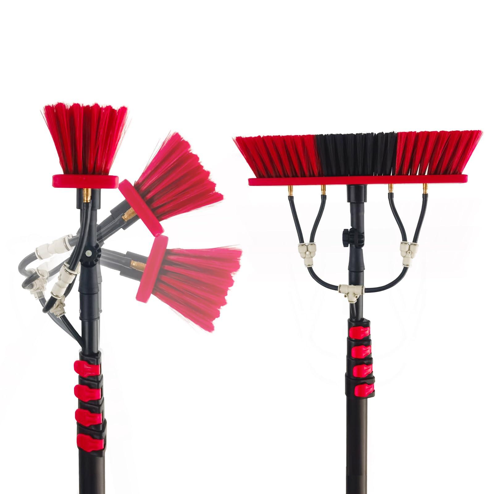 GRASKY Window Cleaning Water Fed Pole Brush Kit with Soap Dispenser Telescopic Extendable Solar Panel Washing Tool