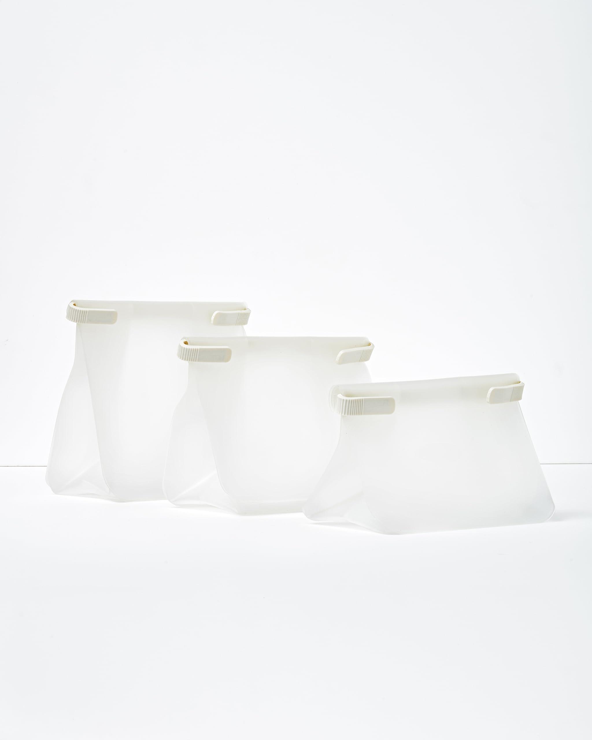 W&P W&P Roll Tight Reusable Food Storage Bag, Set of 3 (25oz, 36oz, 50oz), Freezer Safe, BPA-Free, Premium Food-Grade Materials, Cream