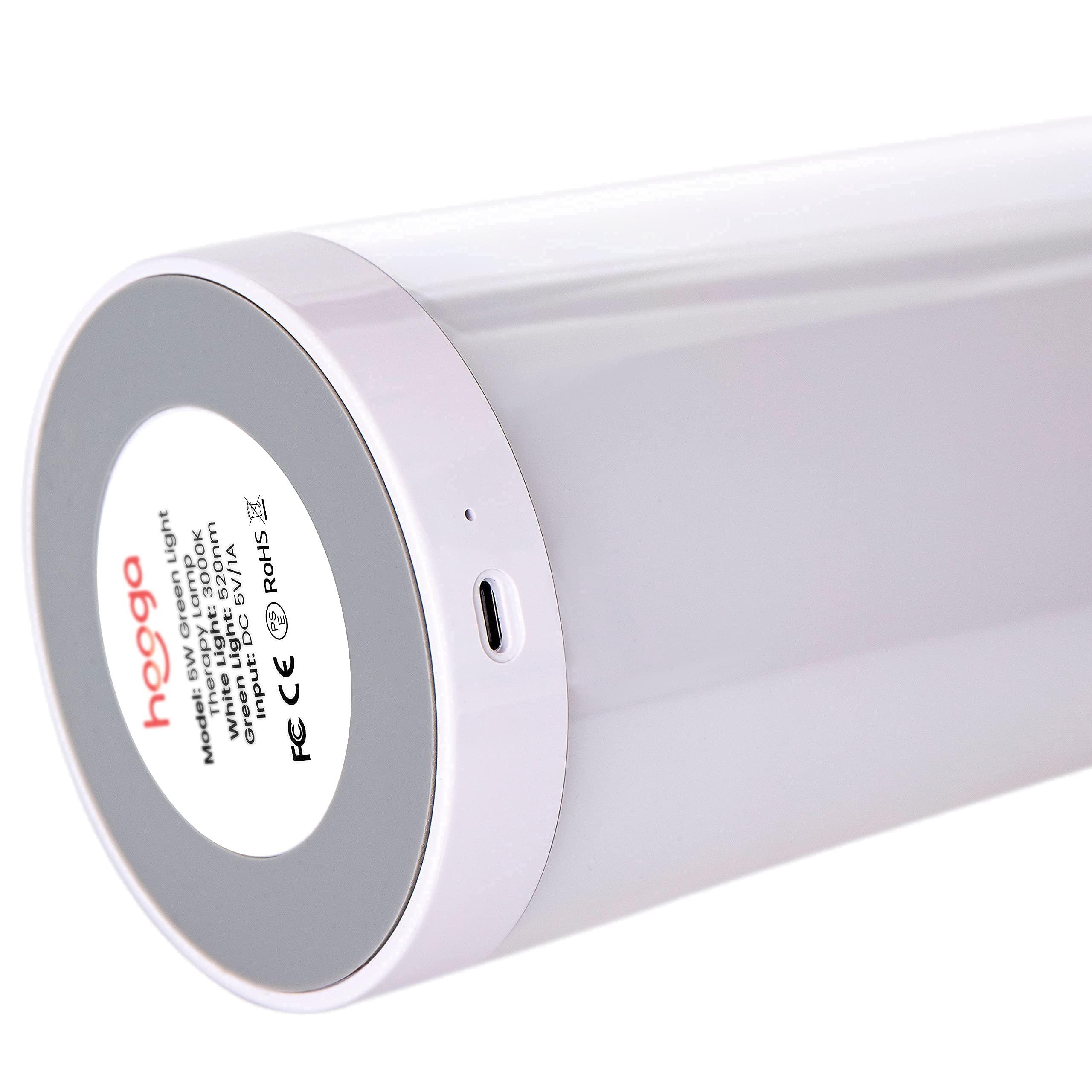 hooga Hooga Green Light Therapy Lamp for Migraines, Headaches, Insomnia, Light Sensitivity, Anxiety Relief. Narrow Band Green LEDs. Soft Warm White Mode. Tap Touch Control Sensor. Dimmable. USB Type C.