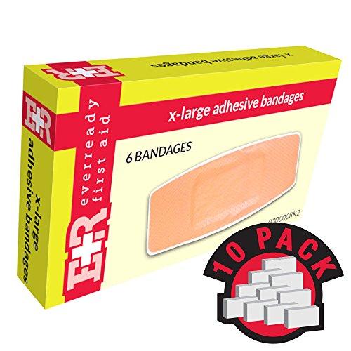 Ever Ready First Aid Ever Ready First Aid Adhesive Bandages, Sheer Plastic, 2" x 4-1/2", X-Large, in Kit Unit Box, 6'S, 10 Count