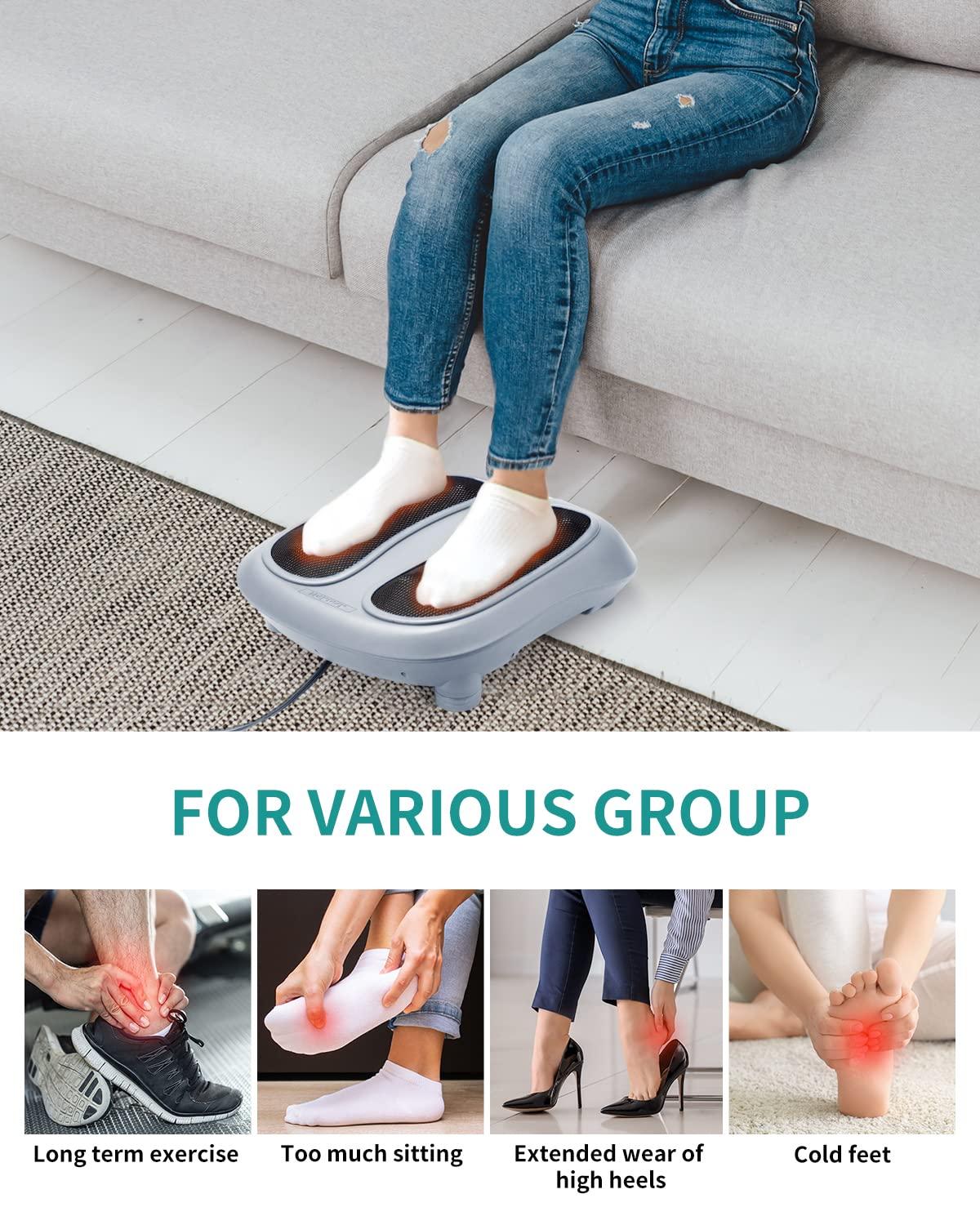 Nekteck Nekteck Foot Massager with Heat, Shiatsu Heated Electric Kneading Foot Massager Machine for Plantar Fasciitis, Built-in Infrared Heat Function and Power Cord(Gray)