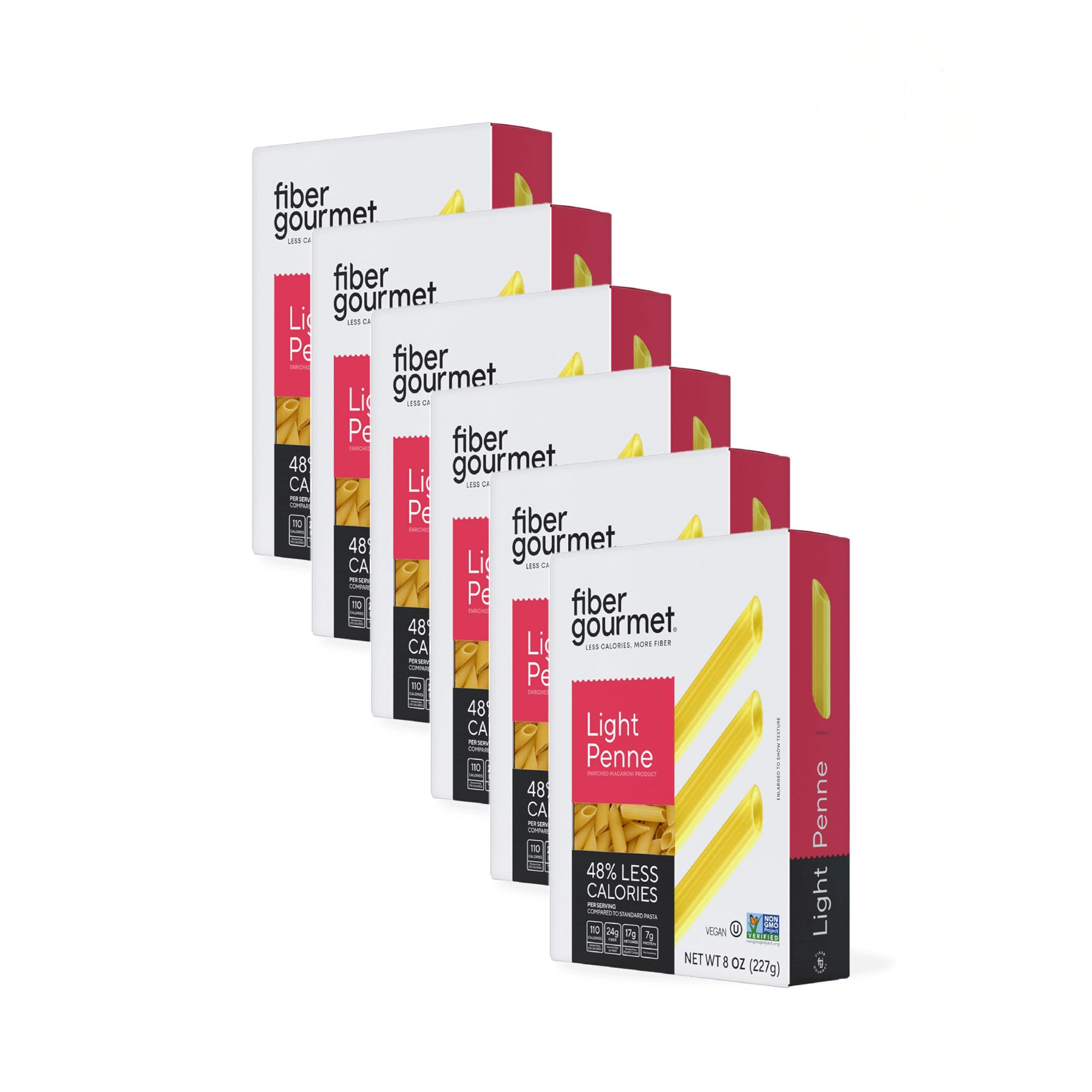 Fiber Gourmet Fiber Gourmet Pasta - Light Penne Pasta - Low Net Carb, Fiber-Rich, Low Calorie, Healthy Pasta - Made in Italy, Kosher, Vegan, Non-GMO - 8 Oz, Pack of 6