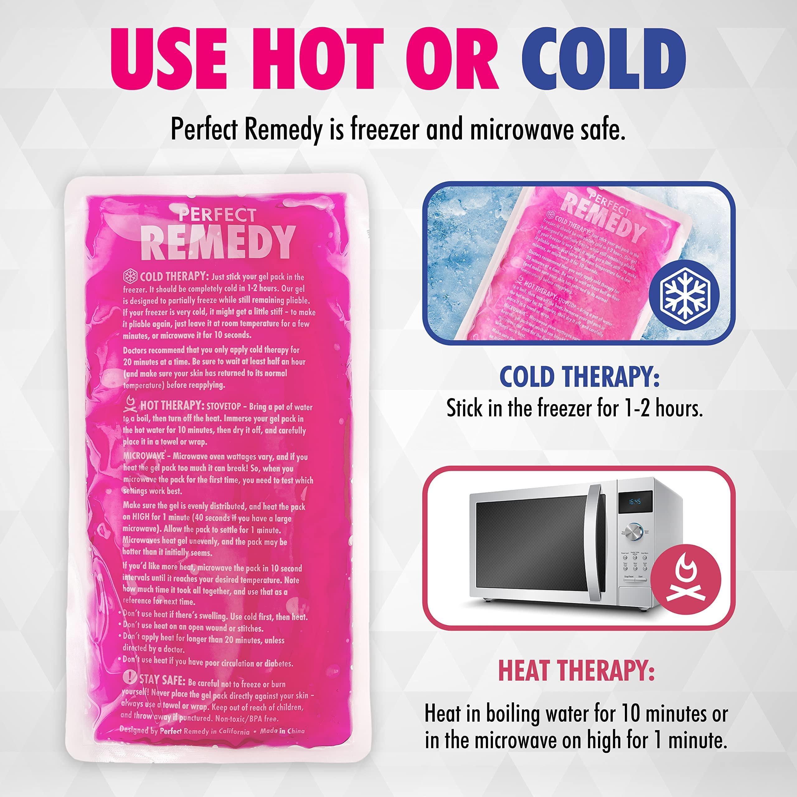 Perfect Remedy 2 Pack Reusable Ice Packs for Injuries Gel, Soothing Flexible Ice Packs for Injuries, Reusable Hot and Cold Pack for Pain Relief, Hot Water Bottles Alternative, Ice Packs Gel (Pink, Large)