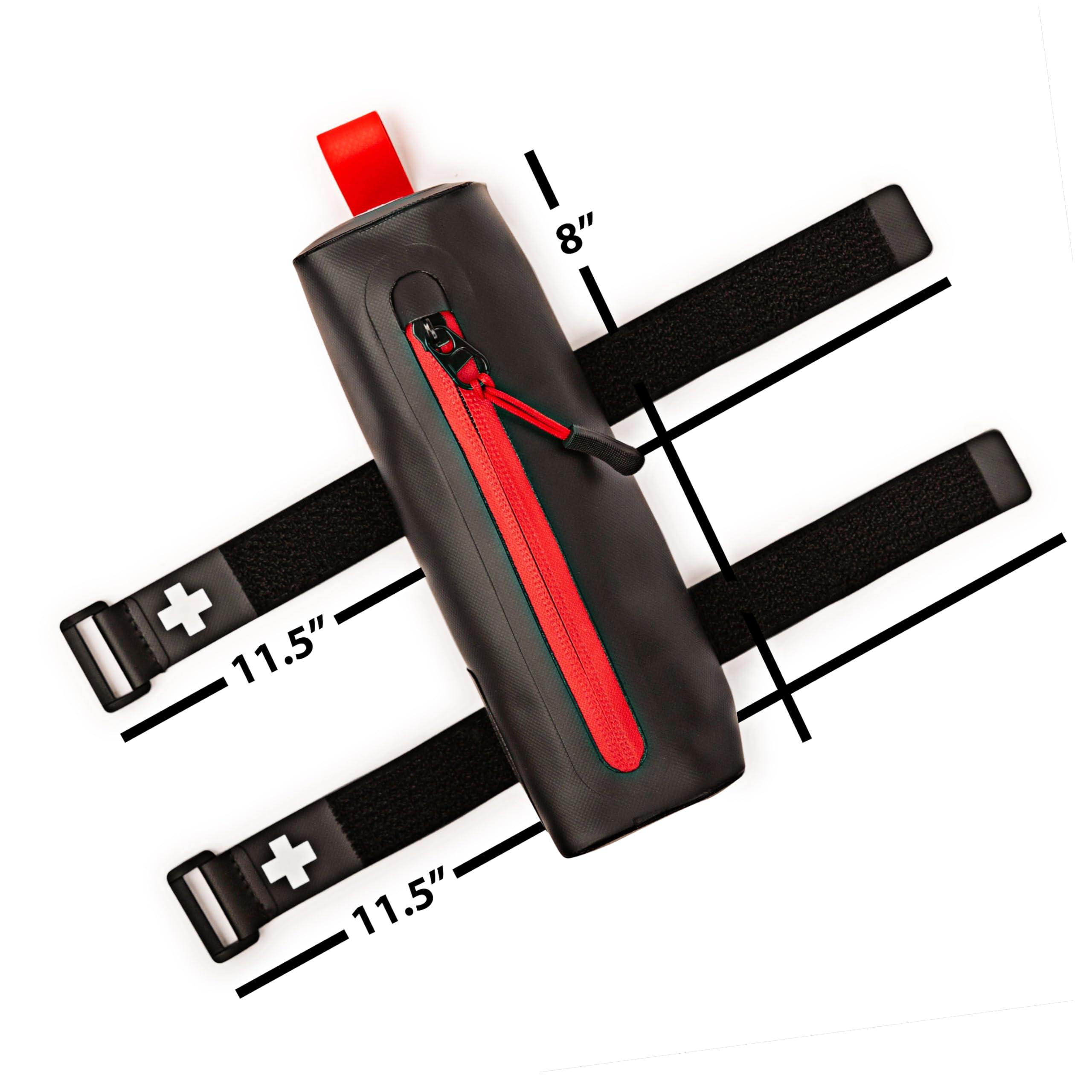 CureIT CureIT Bike First Aid Kit for Cyclist\'s, Compact Waterproof Case, Attaches to Bike Frame, Essential Supplies for Trauma & Emergencies, Black Red