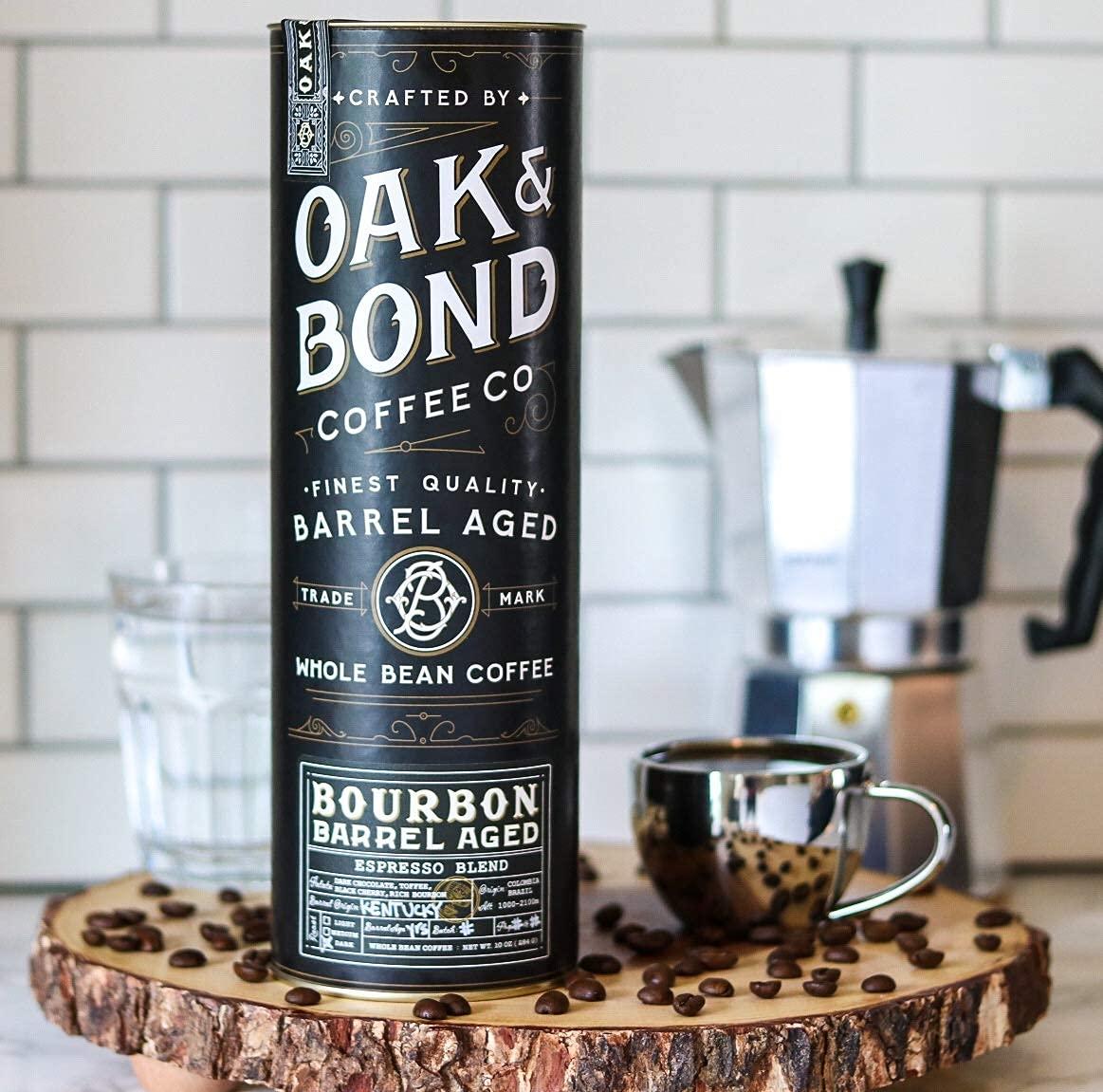OAK & BOND Oak & Bond Coffee Co. Colombia Single Origin and Espresso Bourbon Barrel Aged Coffee Bundle, Whole Bean Arabica - 22oz. Total