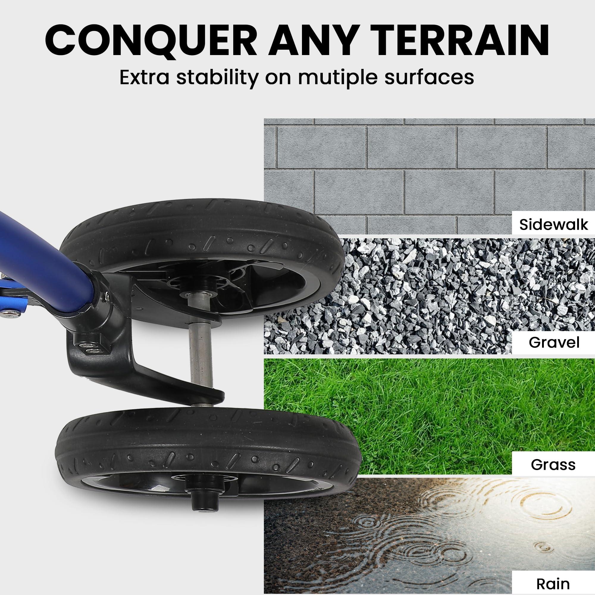 DAILYLIFE DAILYLIFE Rollator Walker for Seniors & Caregivers - Steerable Cane with 7.5" Wheels, Adjustable Height, Folding Design, Lightweight Aluminum Frame - Blue