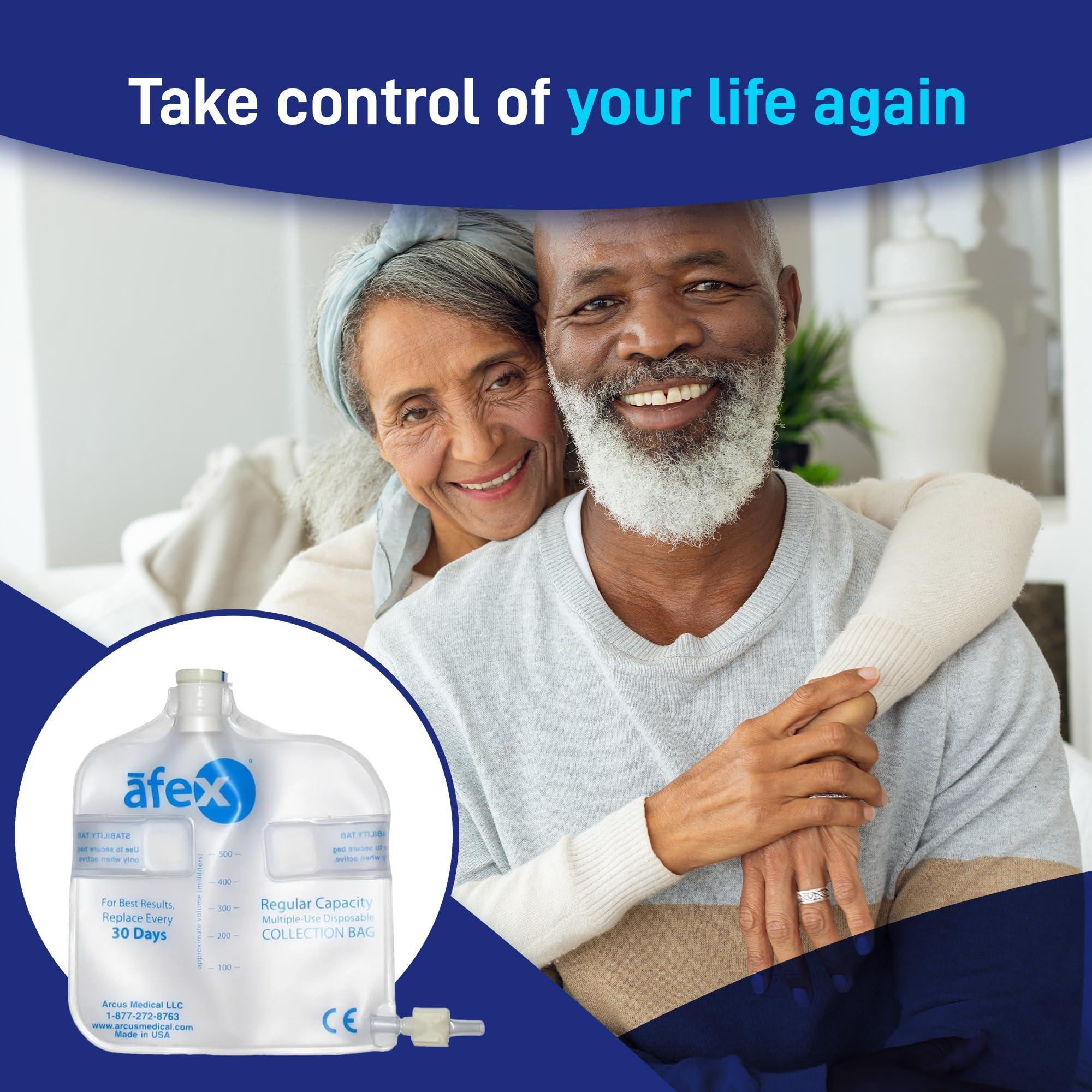 Arcus Medical Afex Male Incontinence Management System - Incontinence Underwear with Low Receptacle Design for Long-Term Sitting - Includes Boxer Briefs, 500 ml Collection Bag, Cleanser & Cleaning Container - L