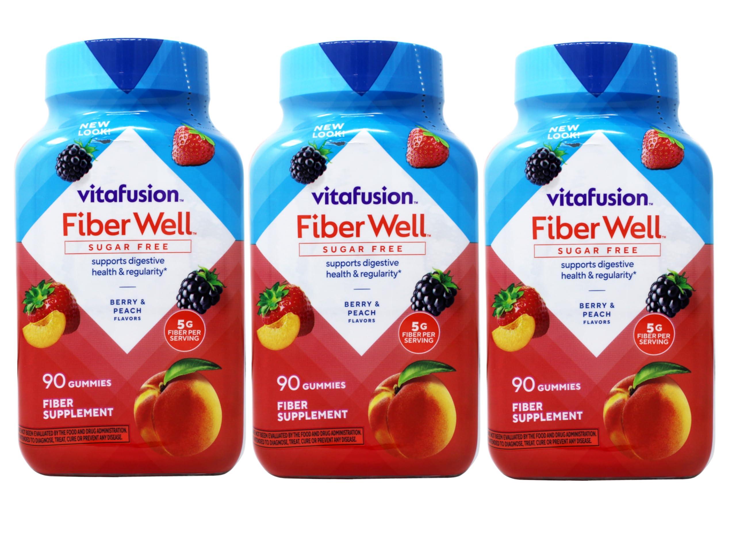 Vitafusion VitaFusion, Fiber Well Gummies, Fiber Supplement, Assorted Flavors - 90 gummies, Pack of 3