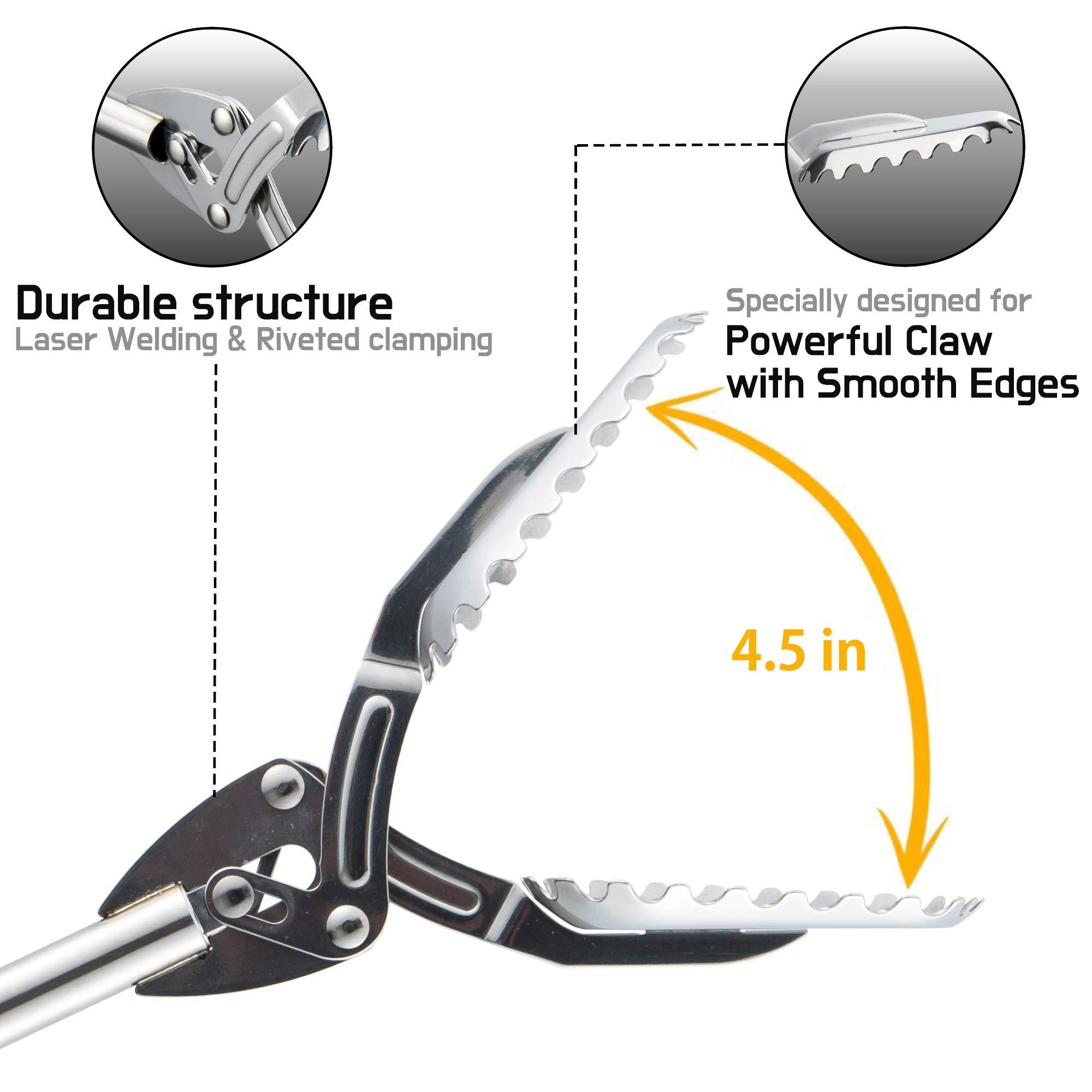 FTH FTH All Stainless Steel Grabber Reacher Pickup Tool Heavy Duty Trash Picker Log BBQ Fireplace pits Snake Tongs Plogging tool