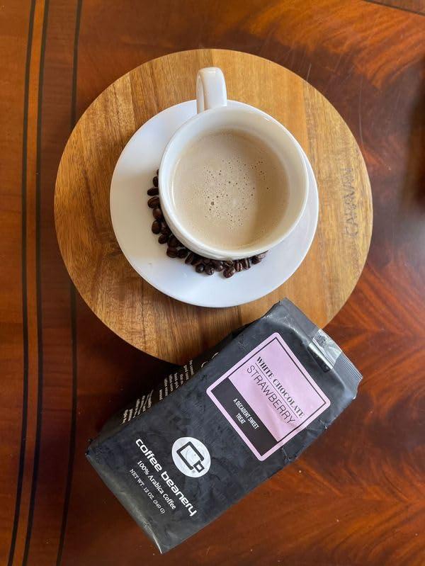Coffee Beanery White Chocolate Strawberry Coffee by Coffee Beanery | 12oz Flavored Coffee Ground Medium Roast Coffee| 100% Specialty Arabica Coffee Ground | Gourmet Coffee | Flavored Ground Coffee Medium Roast