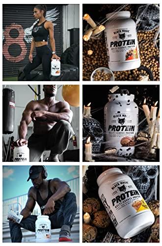 Black Magic Black Magic Multi-Source Protein - Whey, Casein, Enzymes, & MCTs - Pre Post Workout - Keto, Low Sugar, Gluten Free - French Vanilla - 24g Protein - 2 LB