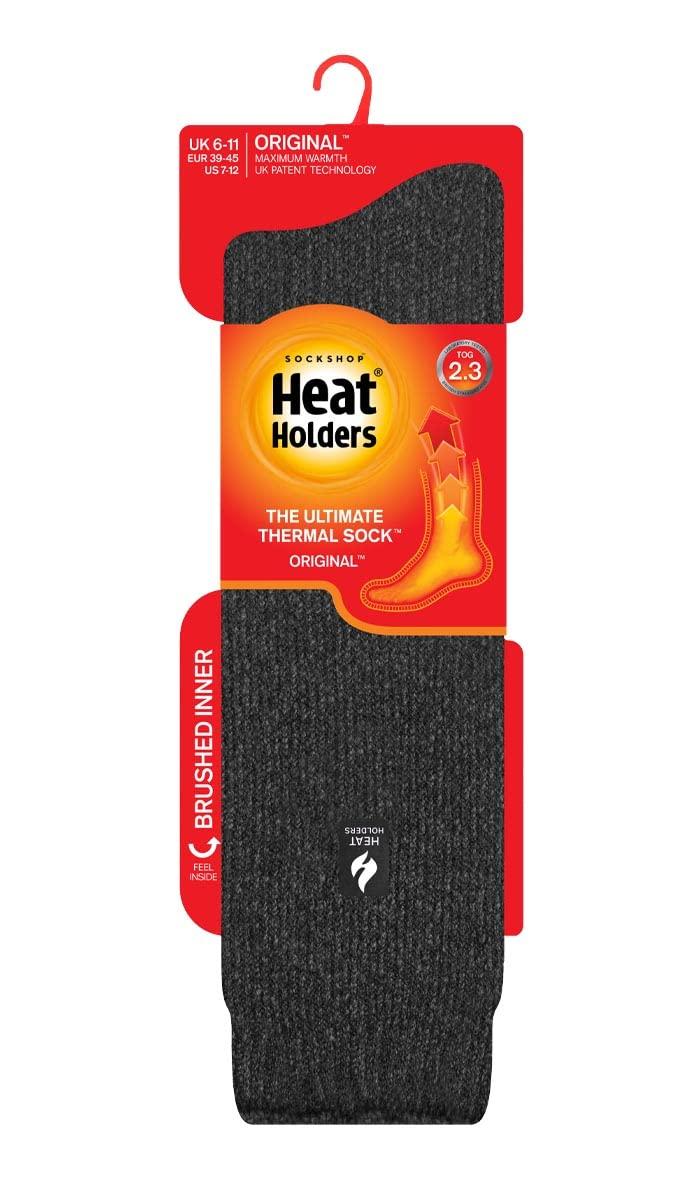 HEAT HOLDERS Heat Holders Mens Original Extra Long Thermal Socks Size 7-12 Us (Charcoal Gray)