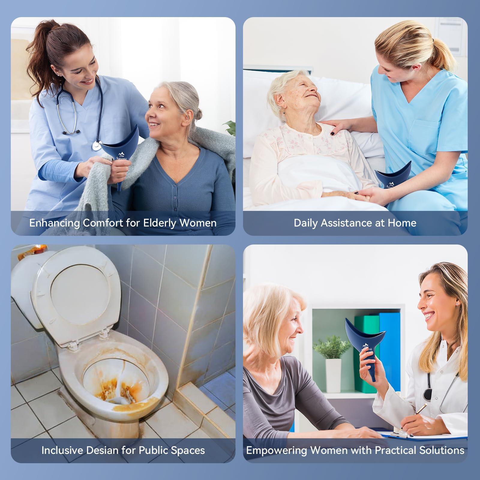 Sunany Sunany Female Urinal, Female Urinal with Silicone Funnel, Portable for Standing Female, Reusable Urinal for Female Toilet, for Outdoor, Activities, Camping, Travel (Blue)