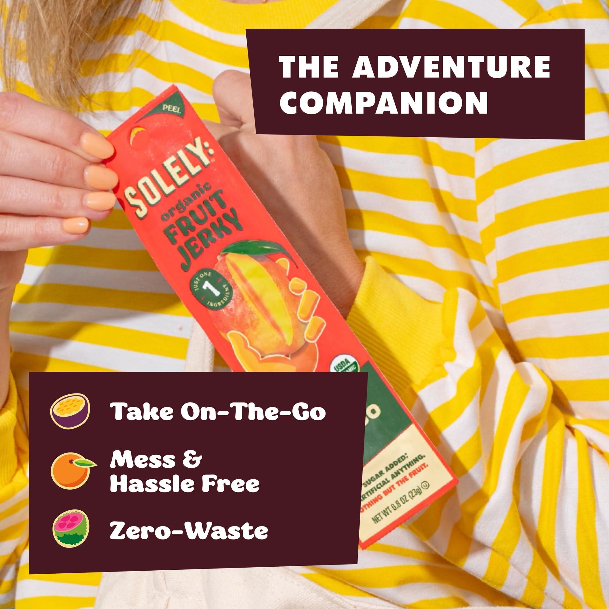 SOLELY SOLELY - Organic Fruit Jerky Variety Pack - 8 Flavors, 8 Individually Wrapped Fruit Strips - Fruit Leather Made from Dried Fruit - Healthy Snacks for Adults & Kids - Non GMO, Vegan - 0.8oz (23g)