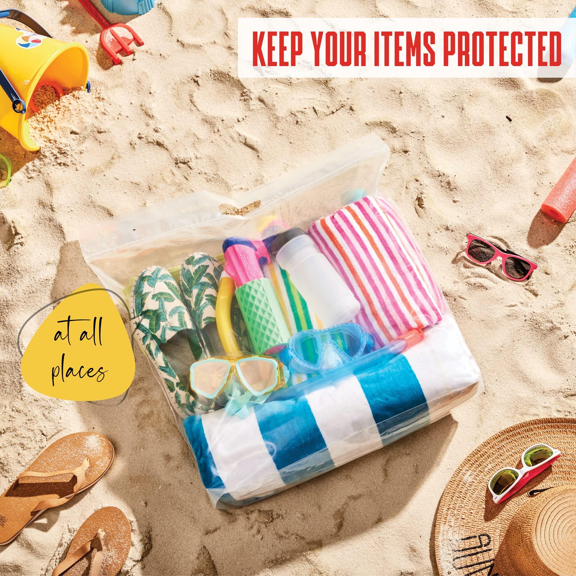 SHINY SELECT Extra Large Big 8 Gallon Jumbo Storage Bag Super Thick Clear Plastic Bags with Handle & Zipper Seal, 15 Bags Heavy Duty 4 Mil. Thick for Moving, Clothing, Beach, Art, Supplies, Towels