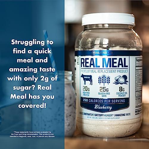 NutraOne Nutrition Real Meal by NutraOne - Perfect Meal Replacement Powder for Everyday Goals | Including Whey Protein, Coconut Oil, and Gluten-Free Oats* (Blueberry 2.6 lbs.)