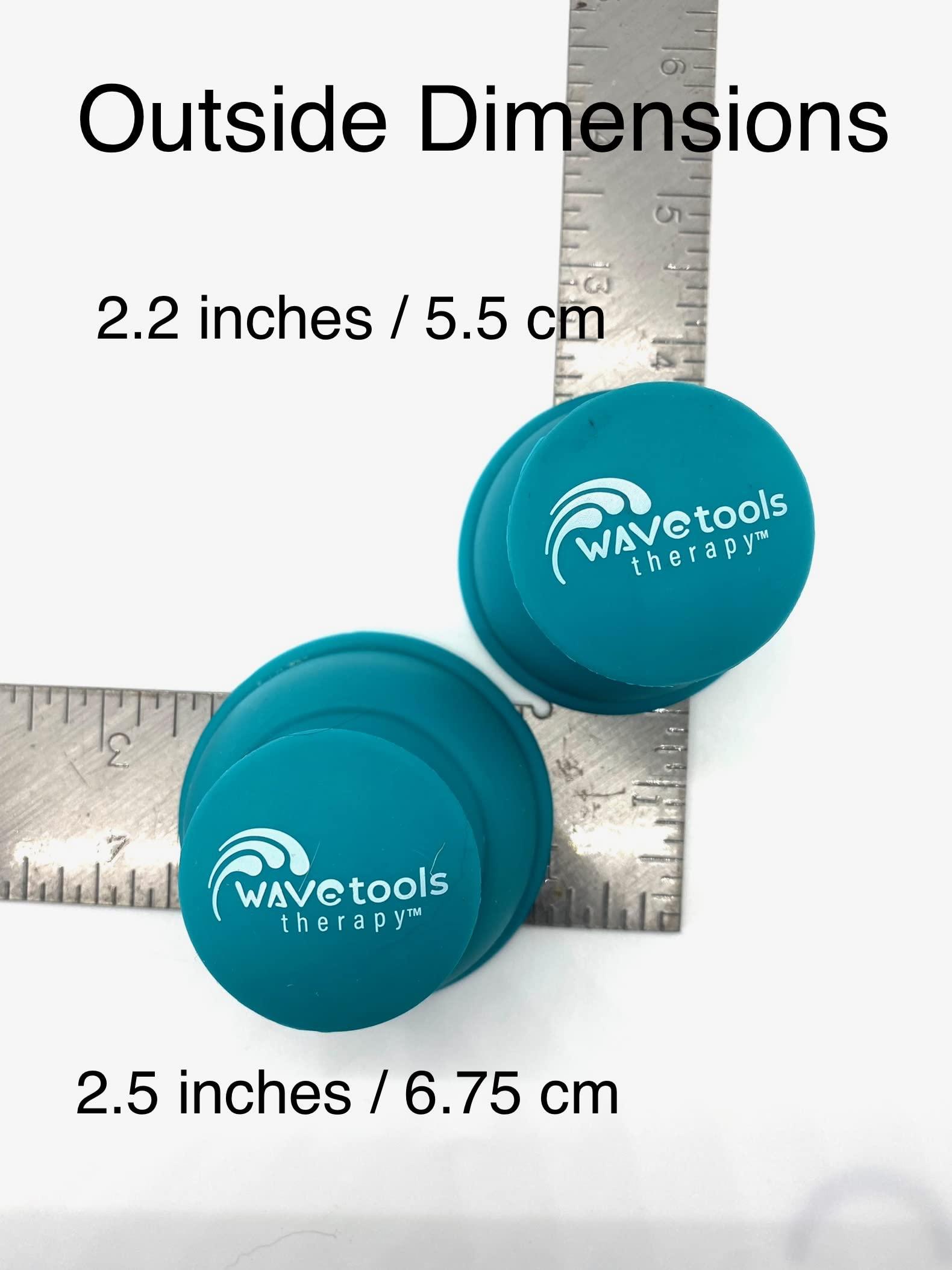 Wavetools Therapy \"Riptide\" Sport Cupping set of 4 push cups in case by Wavetools Therapy ideal for dynamic cupping, two suctions strengths