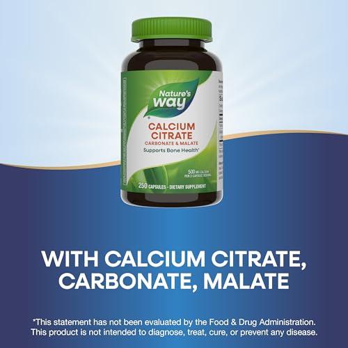 Nature's Way Nature\'s Way Calcium Citrate - 500 mg Calcium per 2-capsule Serving - For Bone Health & Muscle Function* - Blend of Citrate, Carbonate & Malate - Gluten Free - 250 Capsules (2 Pack)