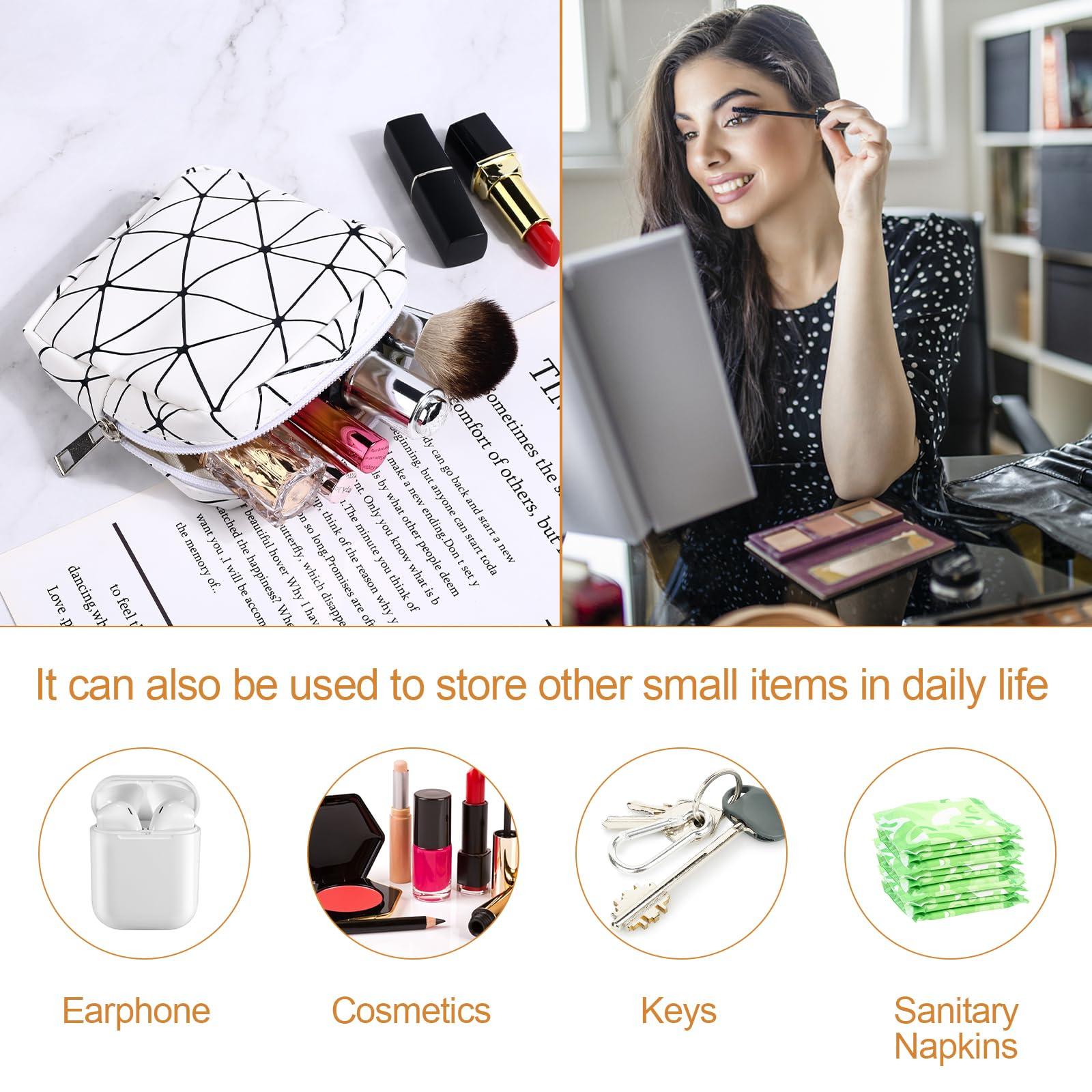 Likesing Likesing Sanitary Napkin Storage Bag, Leather Portable Period Bag for Girls Women, Sanitary Napkin Period Pad Pouch Tampon Holder for Purse, Small Make Up Bags(White)