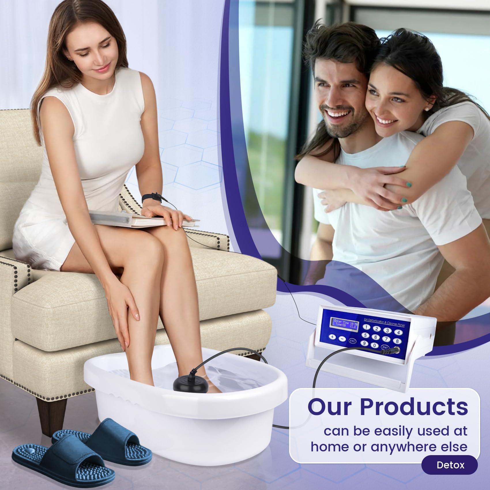 LeCuag LeCuag Ionic Detox Foot Bath Machine W Massage Slipper, Professional Ion Cleanse Ionic Detox Foot Bath Spa Machine Foot Spa Machine with LED Display, Far Infrared Belt,Foot Basin