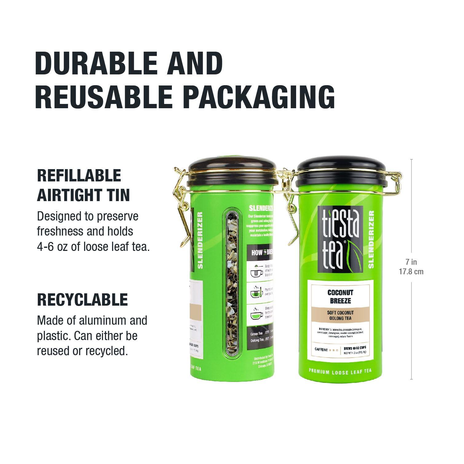 Tiesta Tea Tiesta Tea - Coconut Breeze - Soft Coconut Oolong Tea - Loose Leaf Tea Blend - Medium Caffeinated Oolong Tea - Make Hot or Iced Tea Up to 40-50 Cups - 4 oz Refillable Tin