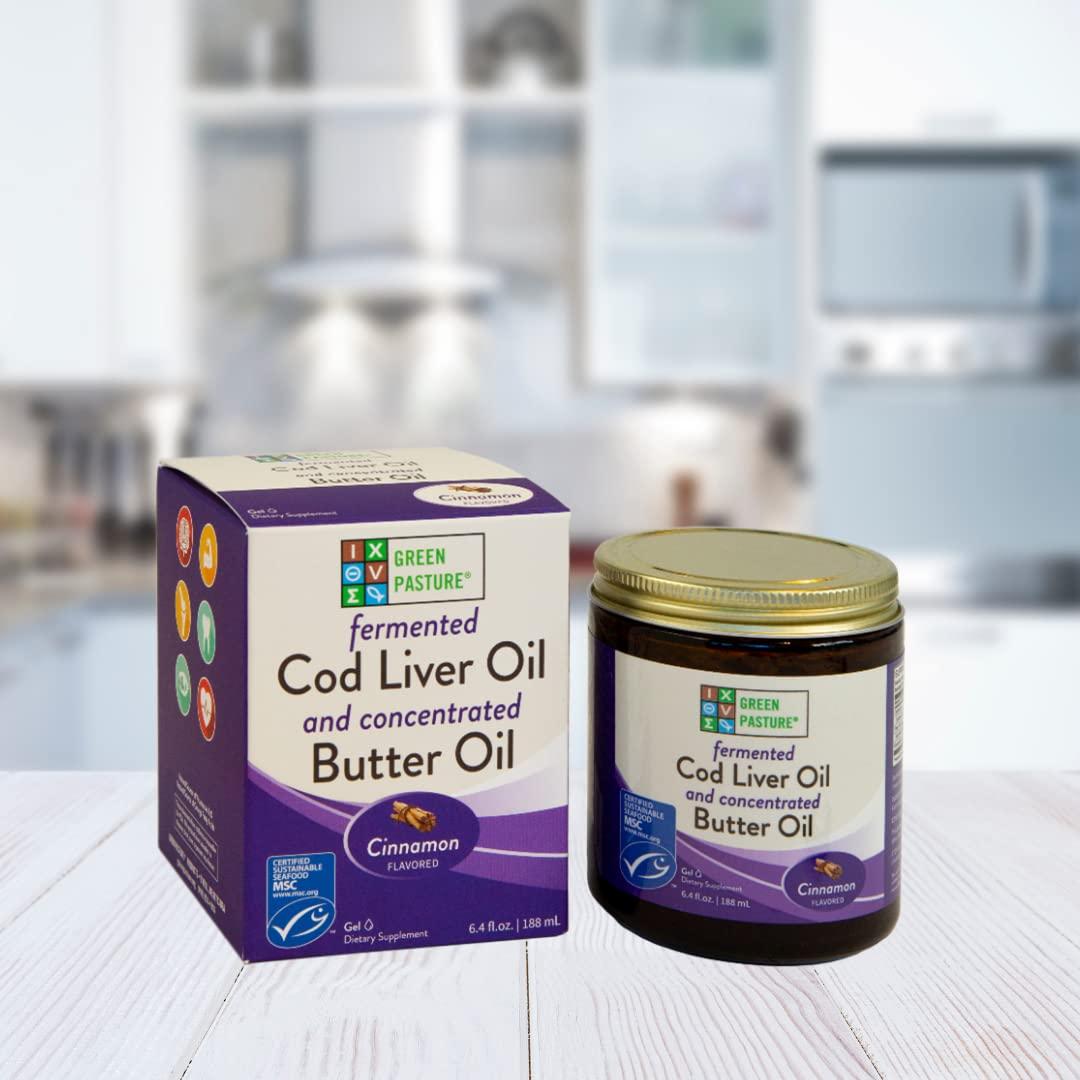 Green Pasture Green Pasture Butter Oil/Fermented Cod Liver Oil Blended Gel - 6.4 oz.- Vitamin A & D- EPA - DHA - Omega Fatty Acids (Cinnamon) (Cinnamon)