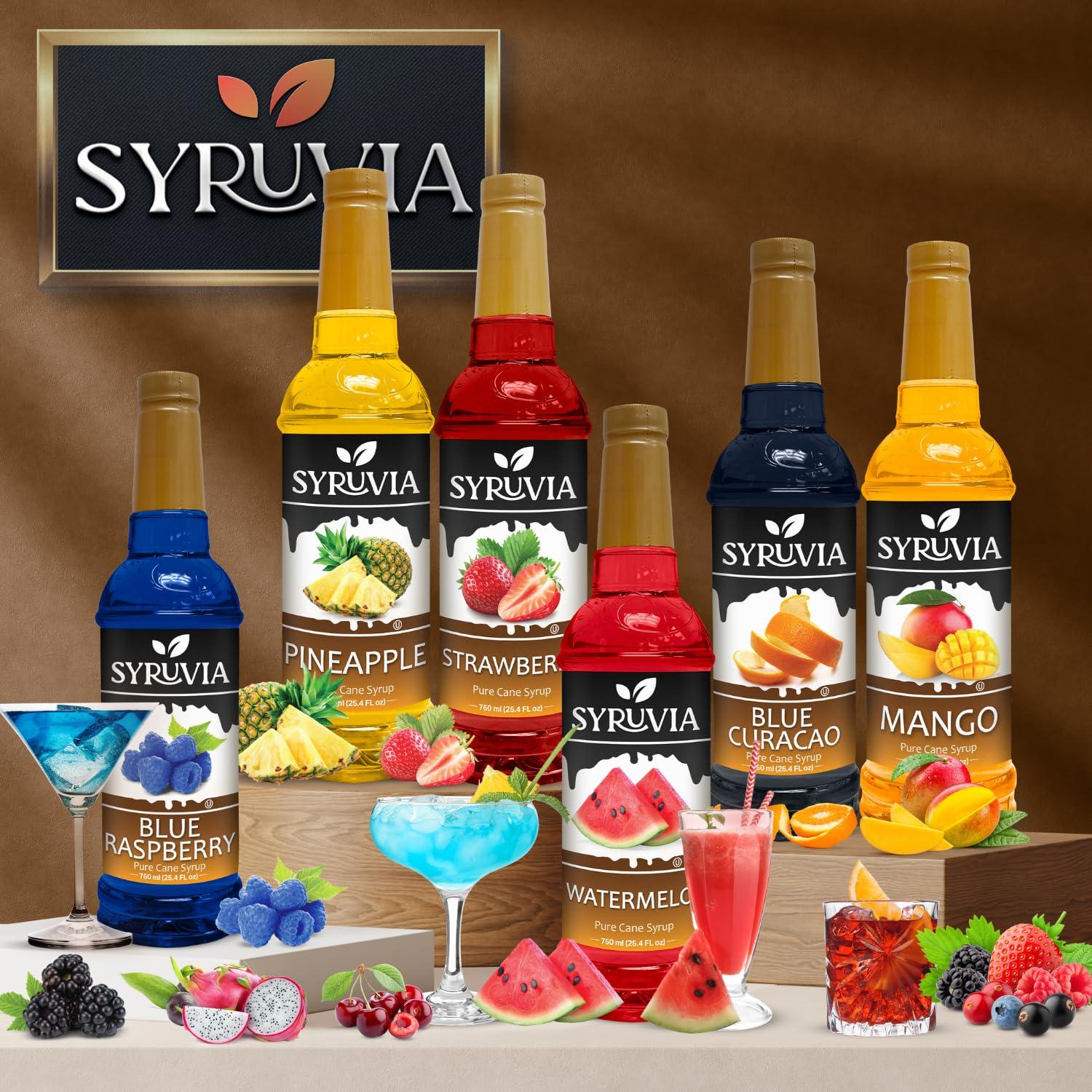 SYRUVIA Syruvia Blackberry Syrup Blackberry Syrup Flavor, 25.4 fl oz - Perfect for Cocktails, ice Tea, Desserts, Italian Sodas, Ice and More, Kosher and Gluten-Free With Syrup Pump