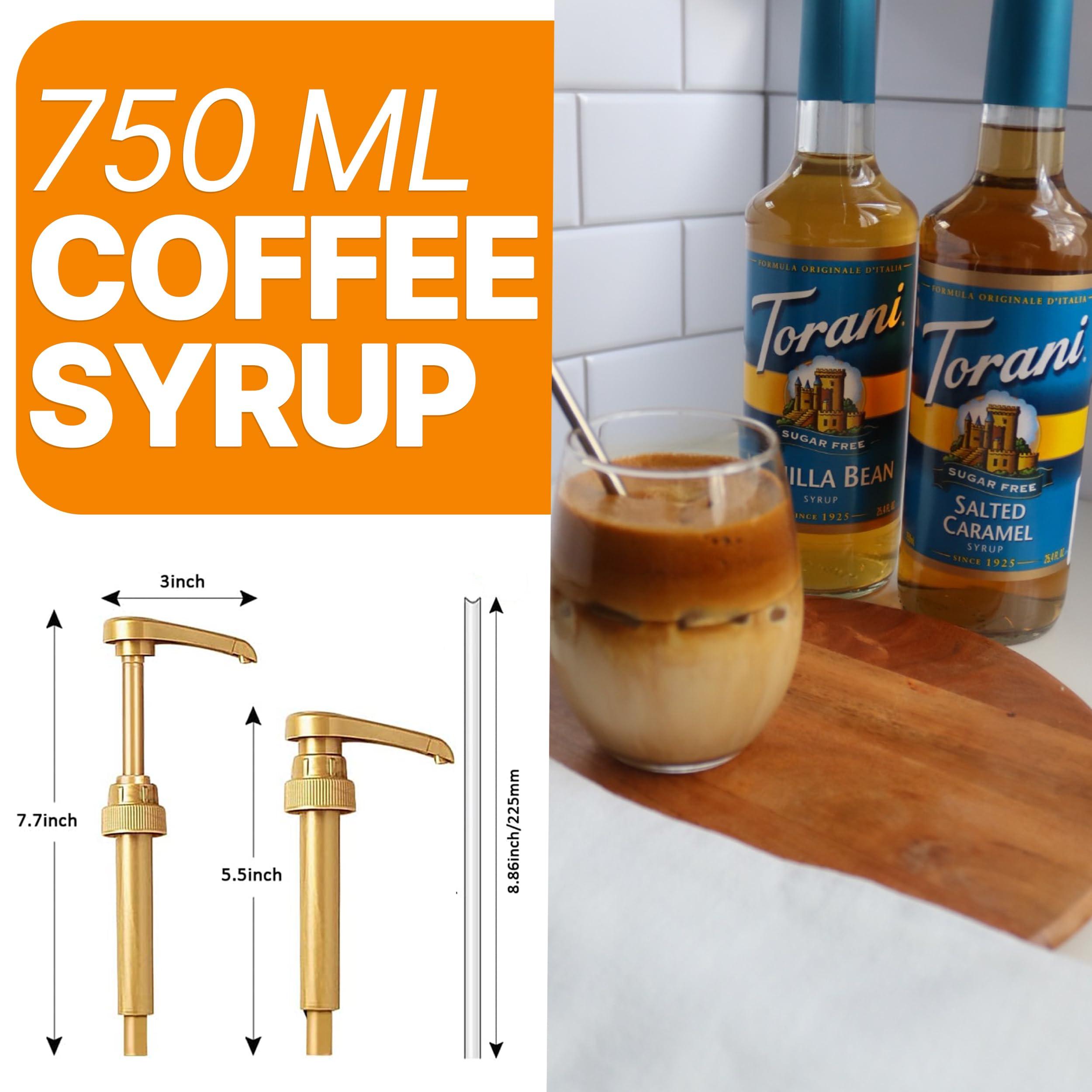 Jimoco Coffee Syrup Variety Pack - Vanilla and Caramel Syrup for Coffee with 2 Jimoco Syrup Pump Dispenser Compatible with 25.4 Ounces Syrup Bottle for Vanilla and Caramel Flavored Coffee