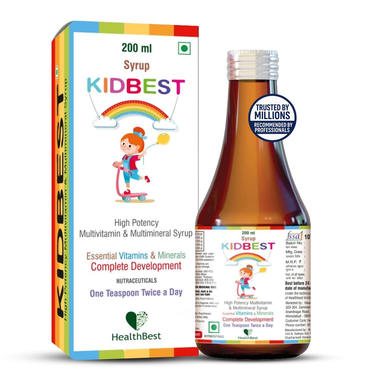 HealthBest HealthBest Kidbest Multivitamin Syrup for 3-13 Years Kids | 200ml