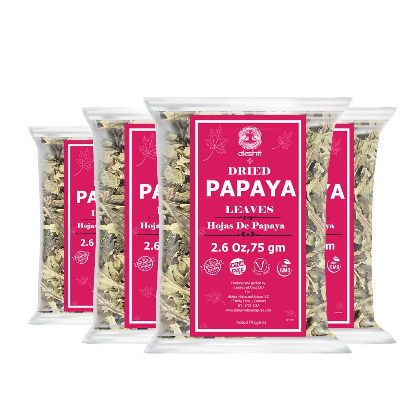 Akshit 10.4oz Dried Papaya Leaves, Hojas De Papaya, Pure from Papaya Leaves. Loose Leaf Papaya Herbal Tea. Papaya Leaf Tea, Non GMO, Gluten free.