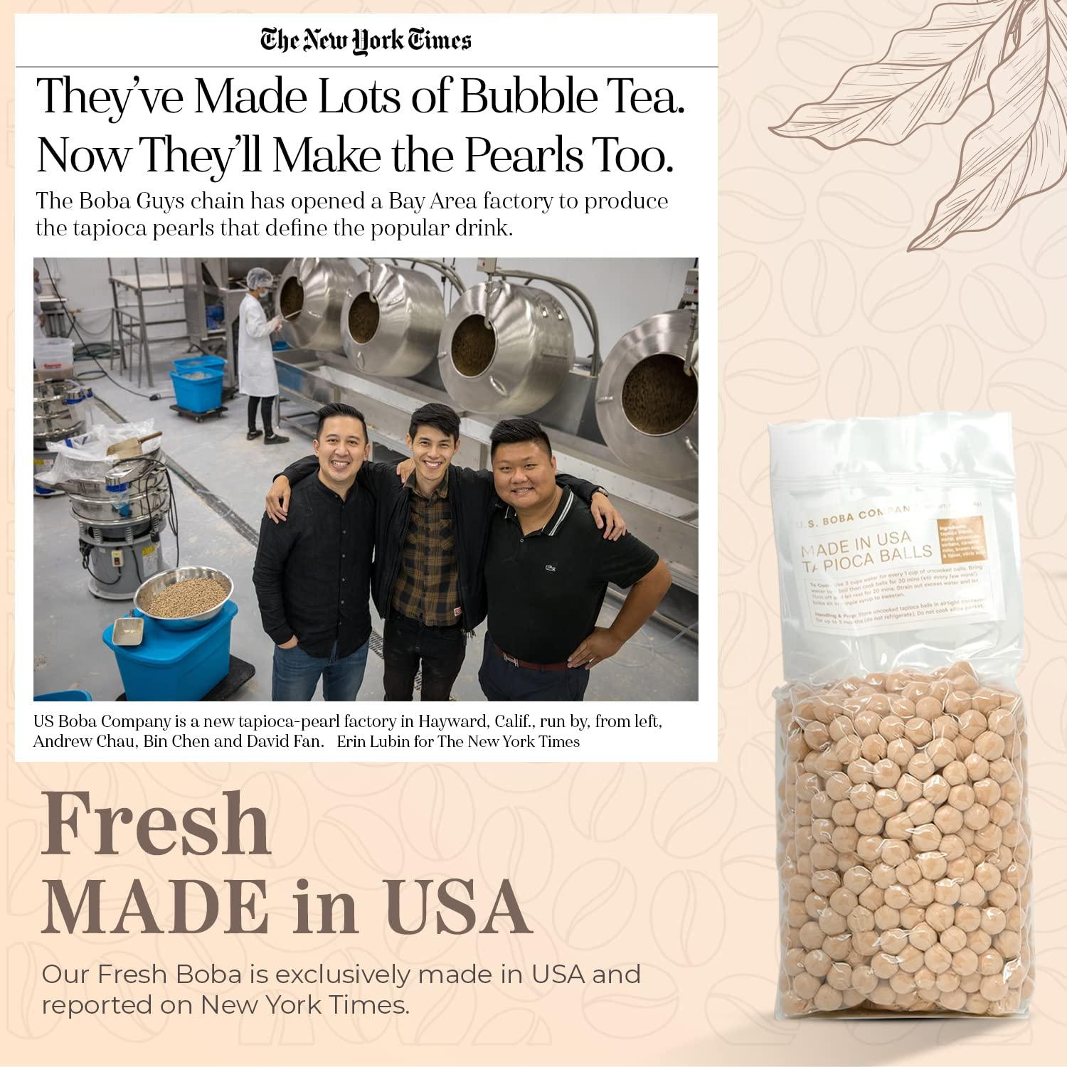 Fanale US Boba Co Tapioca Pearl Made in USA 2 Pound, Fanale Hand Crafted Brown Sugar Syrup 12 oz for Bubble Milk Tea Coffee Desserts