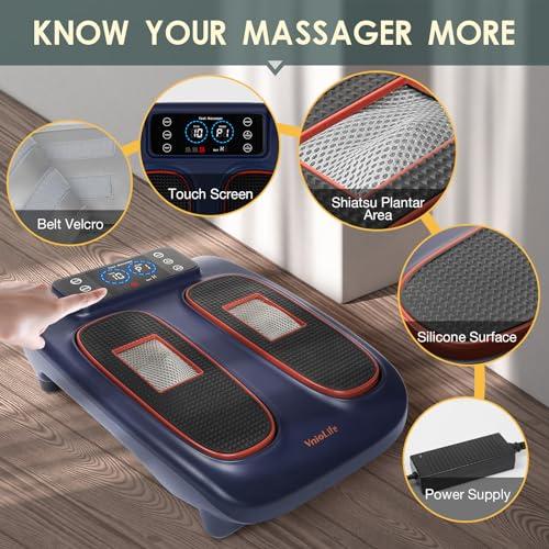 VnioLife Electric Foot Massager with Heat for Neuropathy Plantar Fasciitis Pain FSA HSA Eligible Vibration Shiatsu Heated Foot Massager Pain Circulation Feet Massager for Pain Relief Improve Muscle Relaxation