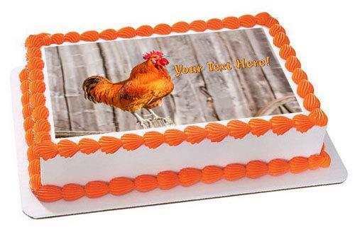 Edible Prints On Cake Singing Red Rooster - Edible Cake Topper - 10" x 16" (1/2 sheet) rectangular