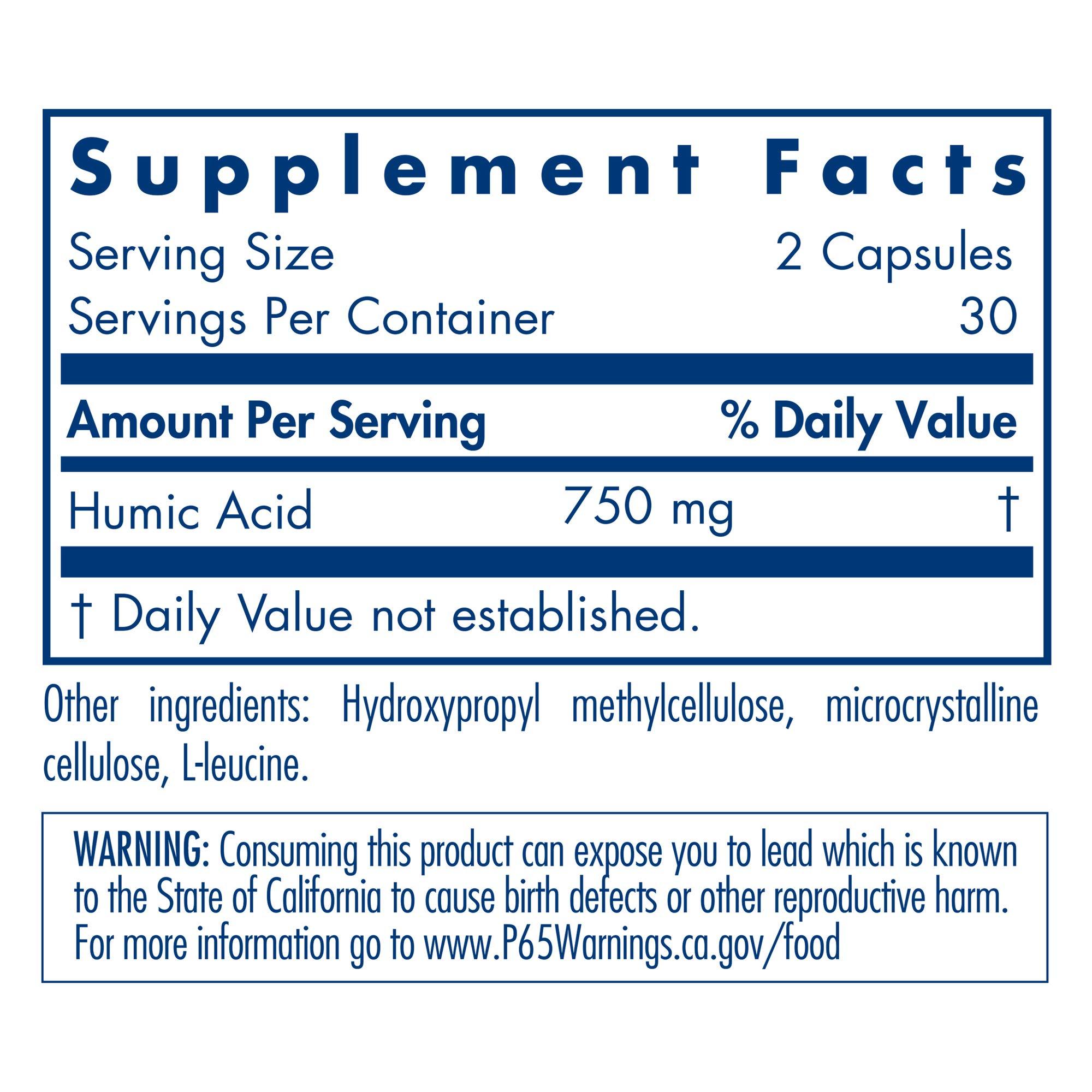 Allergy Research Group Allergy Research Group Humic Acid Supplement - Immune System Support, Humic Acid for Humans, 750mg Humic Minerals, Membrane-Active, Vegetarian Capsules - 60 Count