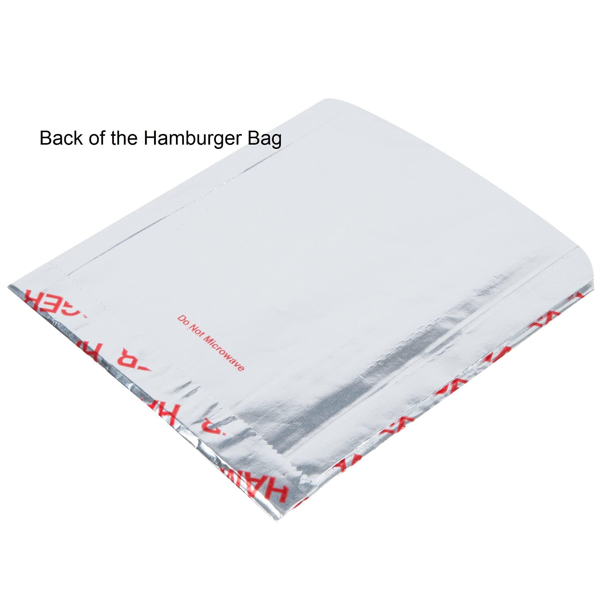 Oasis Supply Large Foil Hamburger/Sandwich Bags - Grease Resistant, Keeps them Hot -Words in Red say - "Hamburger" 100 Count