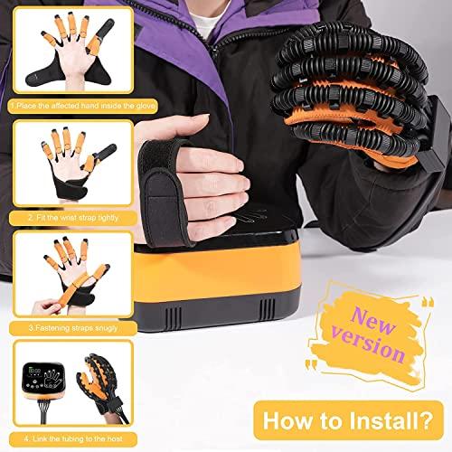 TRWNSO Rehabilitation Robot Gloves Upgrade Hemiplegia Hand Stroke Recovery Equipment with USB Chargeable and Strength Adjustment,Finger Hand Exercise Recovery Equipment (Left Hand M)