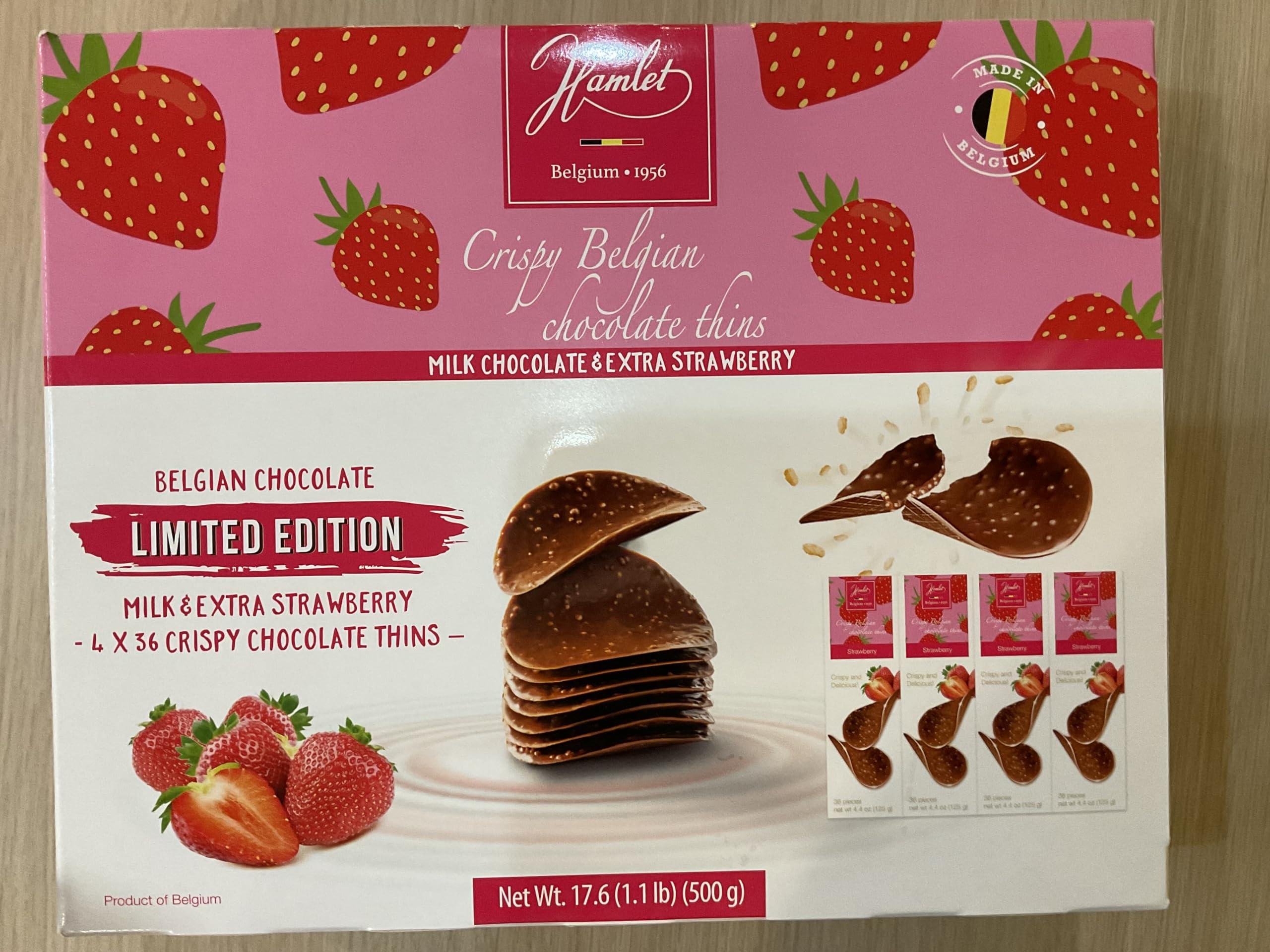 Hamlet International nv Crispy Belgian Chocolate Thins Milk chocolate & Extra Strawberry 17.6 oz