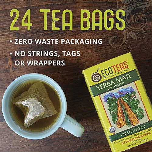 ECOTEAS ECOTEAS Organic Unsmoked Yerba Mate Tea Bags - 24 Count, 1.7 Oz - Organic Detox Tea - Hi Caf Tea - Clean Yerba Mate Energy Burst - Ecoteas Yerba Mate