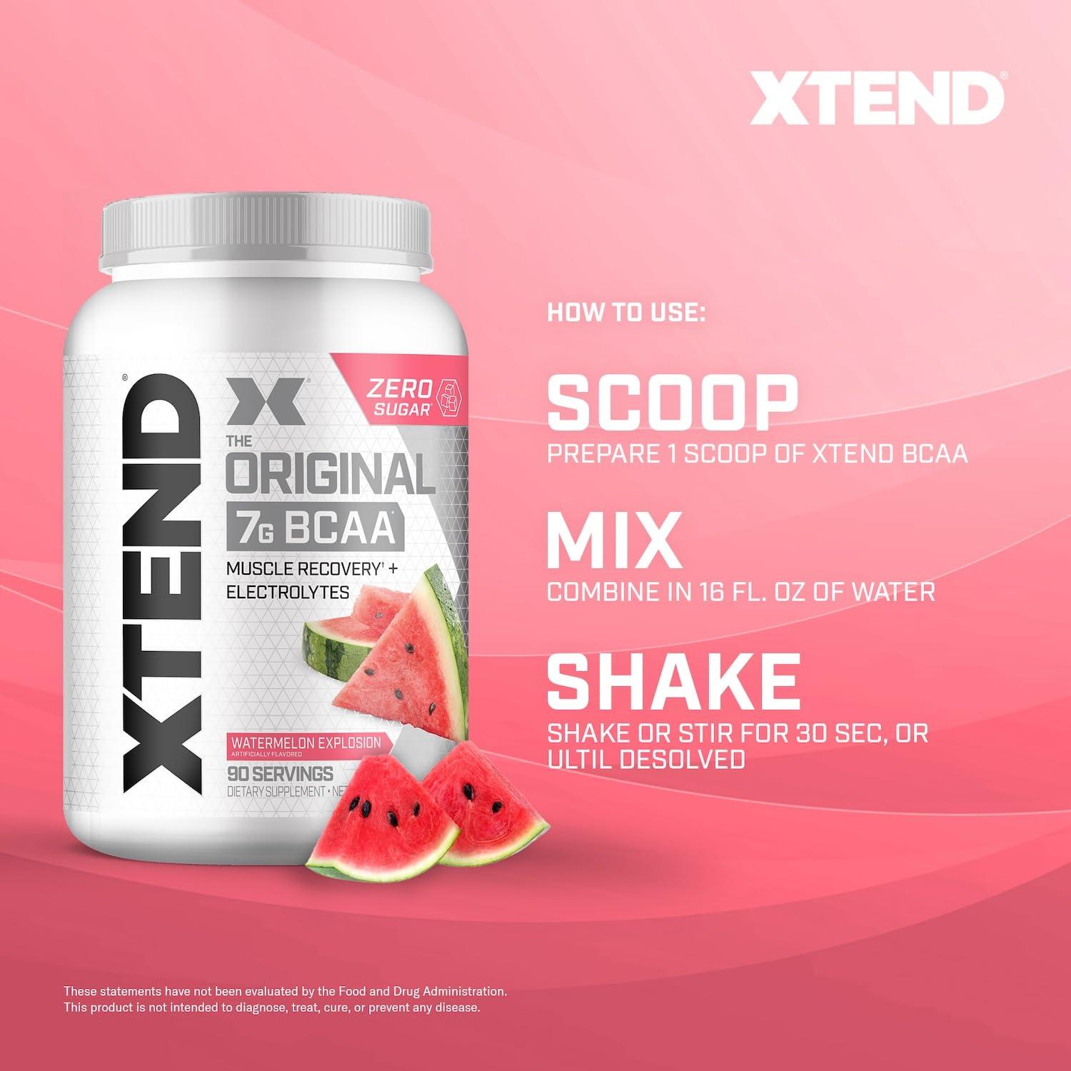 Xtend Xtend XTEND Original BCAA Powder 7g BCAA and 2.5g L-Glutamine, Sugar Free Post Workout Muscle Recovery Drink with Amino Acids for Men & Women, 90 Servings