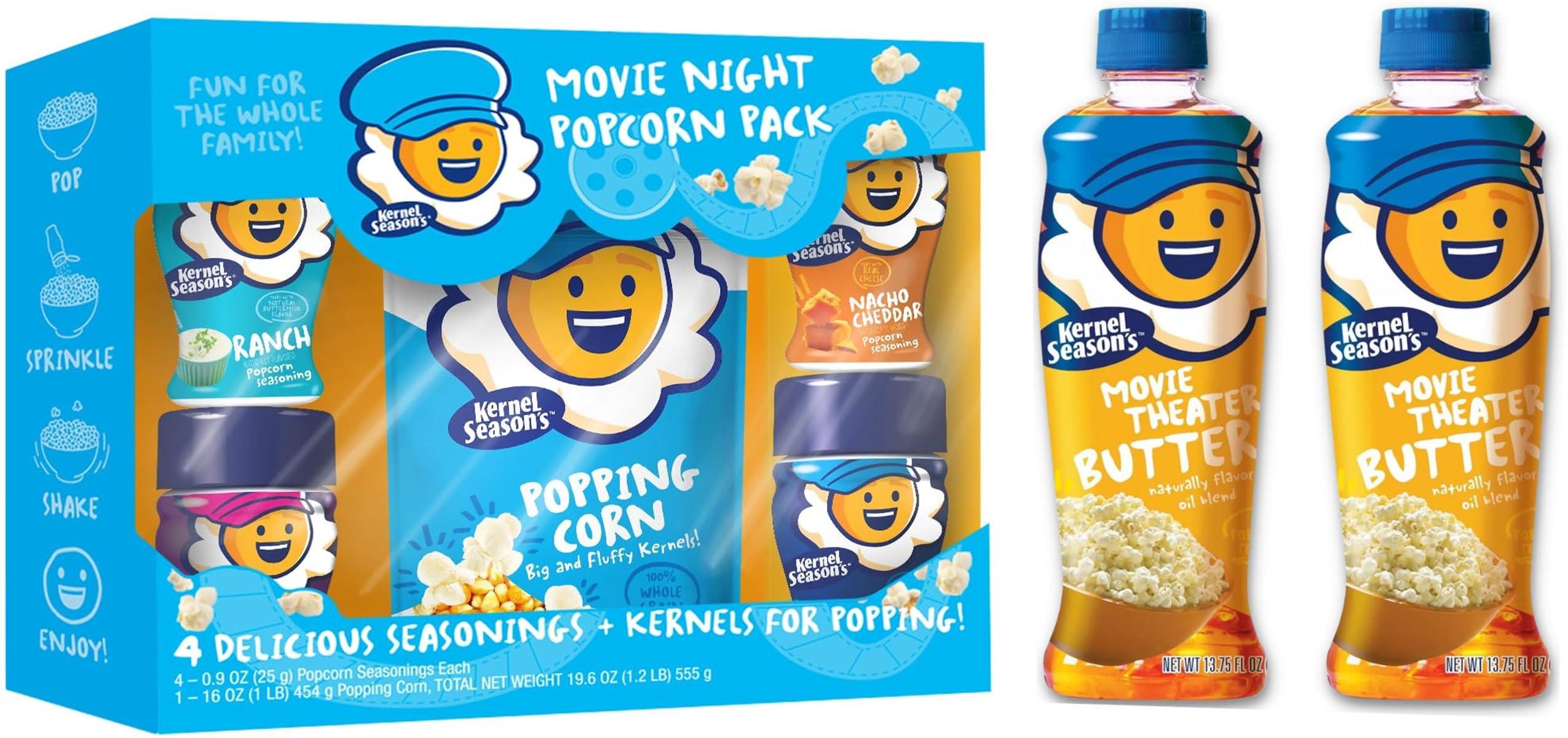 Kernel Season\'s Kernel Season\'s Movie Night Deluxe Pack, Popcorn Kernels, Seasonings, Butter Oil, Variety Pack